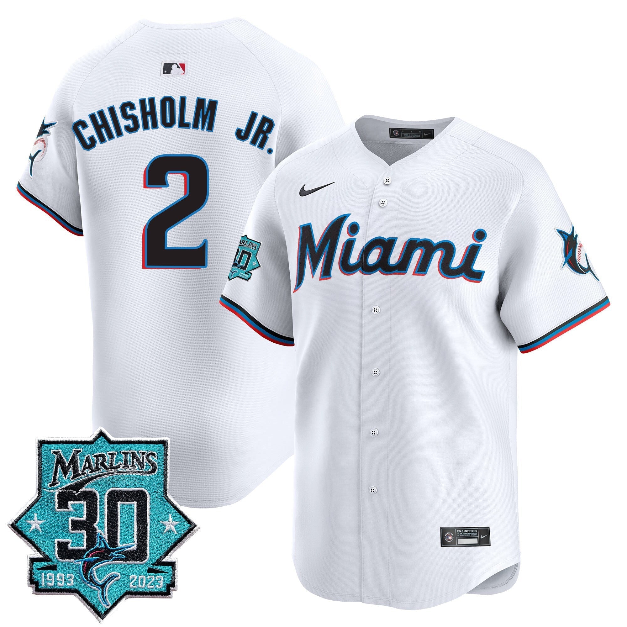 Men's Miami Marlins 30 Seasons Anniversary Patch Vapor Premier Limited Jersey ?All Stitched