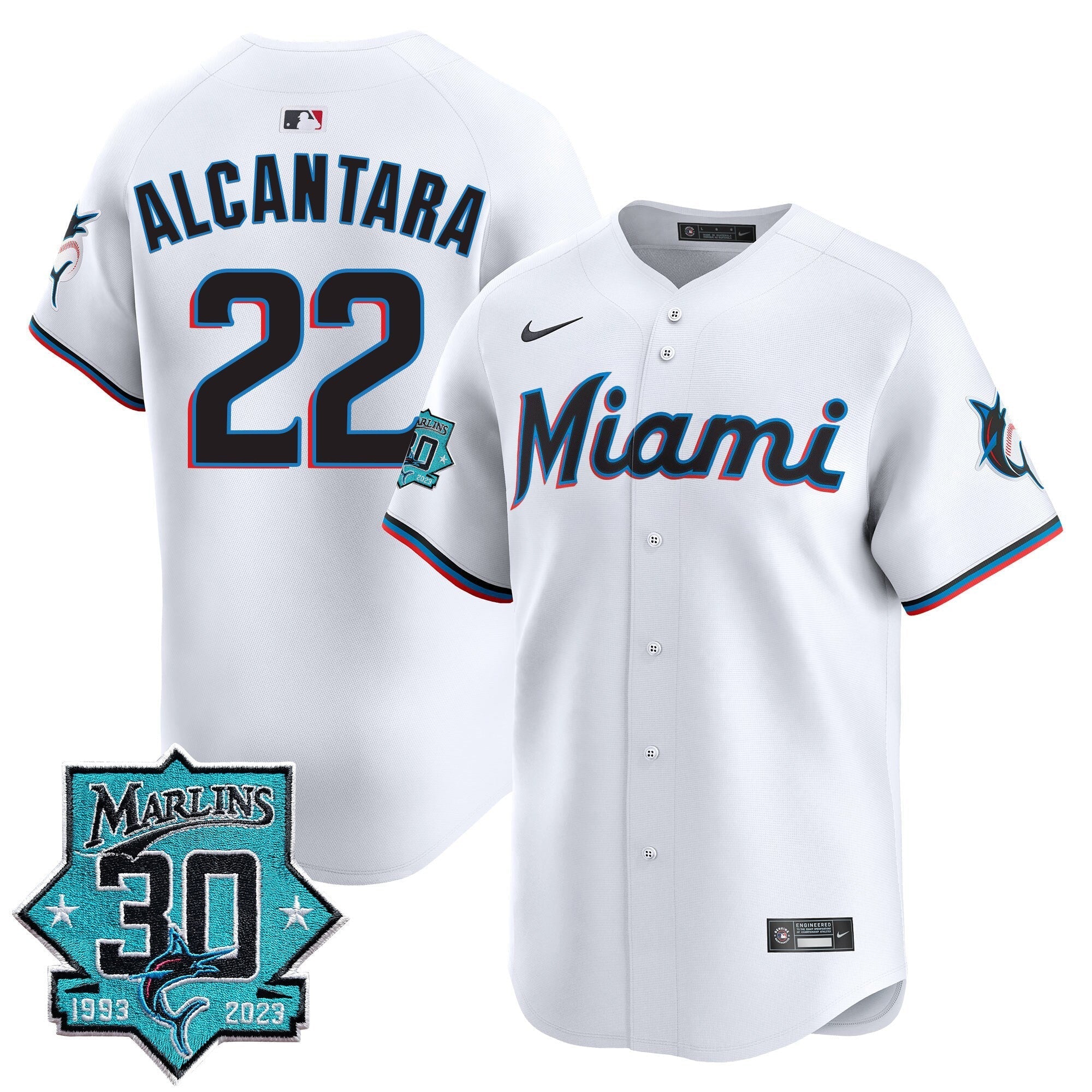 Men's Miami Marlins 30 Seasons Anniversary Patch Vapor Premier Limited Jersey ?All Stitched