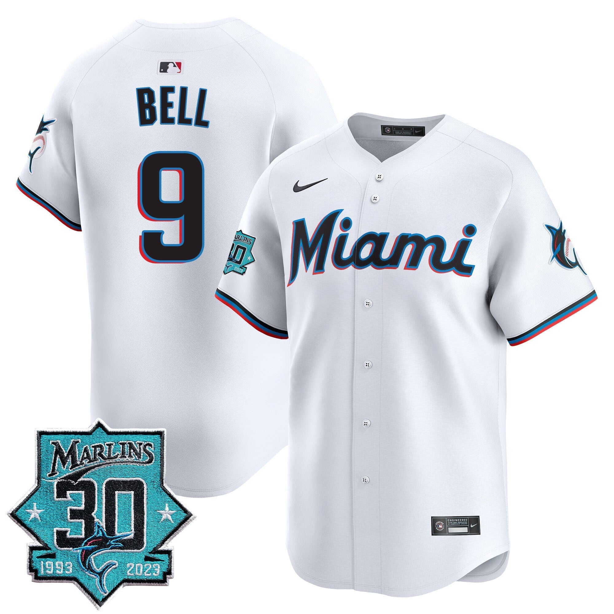 Men's Miami Marlins 30 Seasons Anniversary Patch Vapor Premier Limited Jersey ?All Stitched