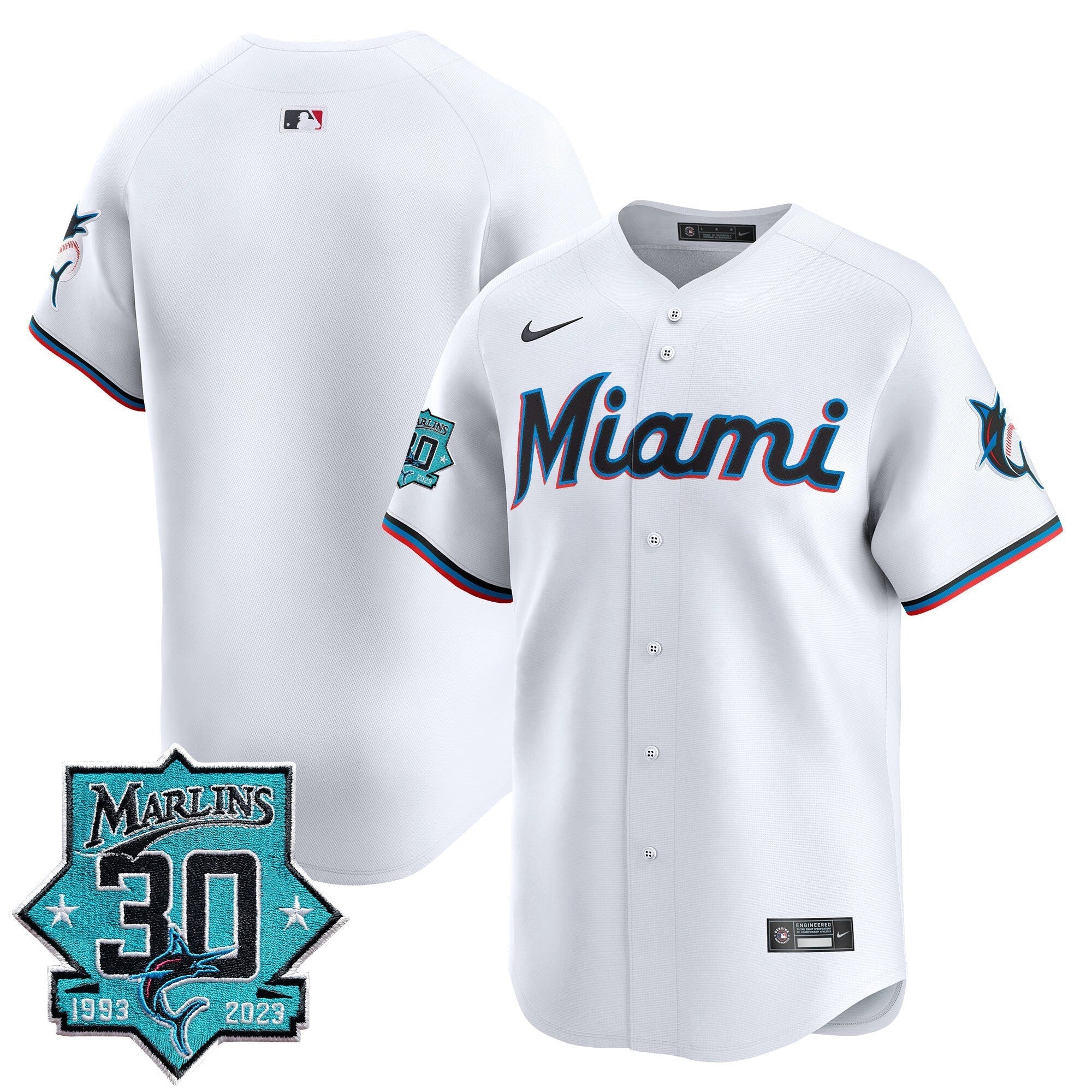 Men's Miami Marlins 30 Seasons Anniversary Patch Vapor Premier Limited Jersey ?All Stitched