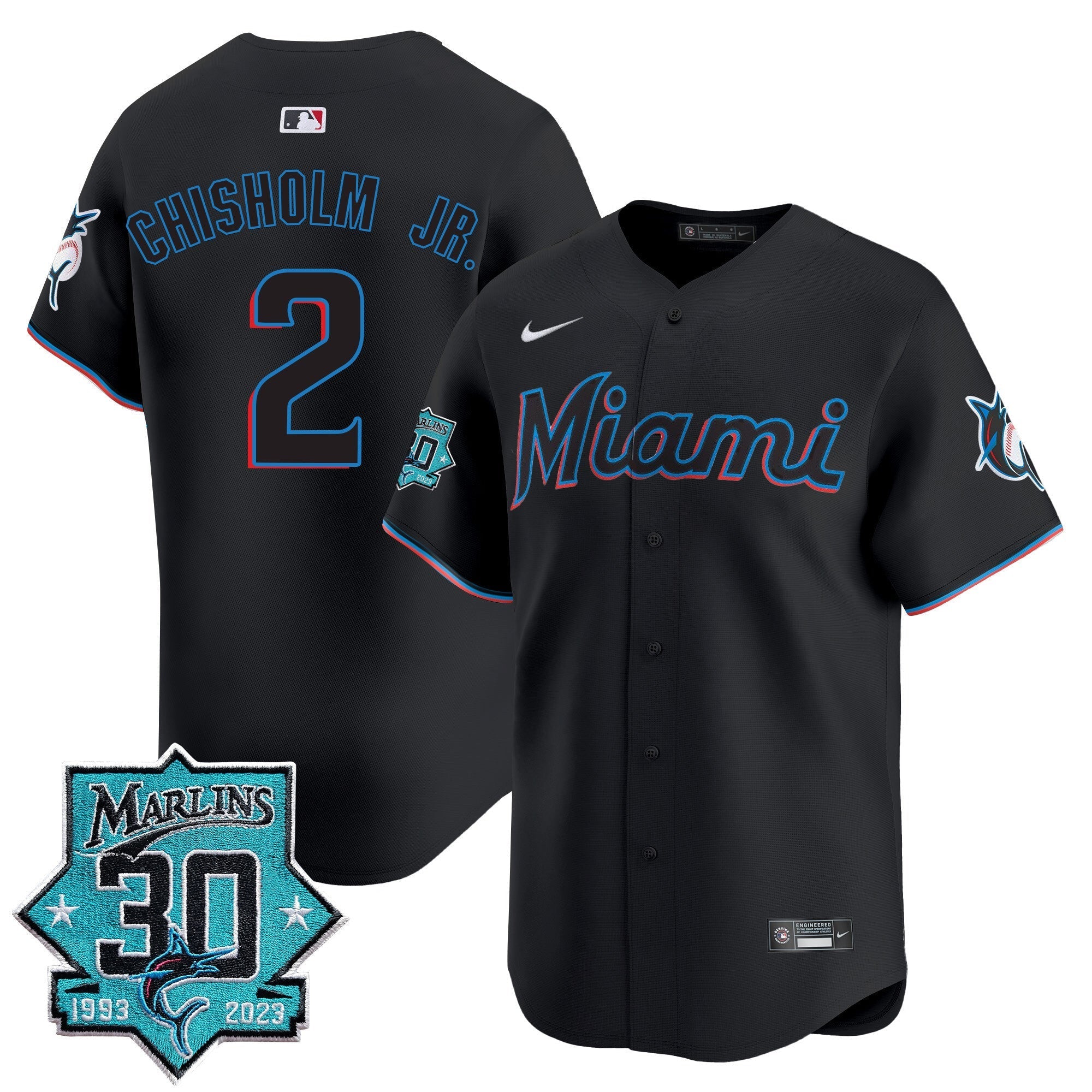 Men's Miami Marlins 30 Seasons Anniversary Patch Vapor Premier Limited Jersey ?All Stitched