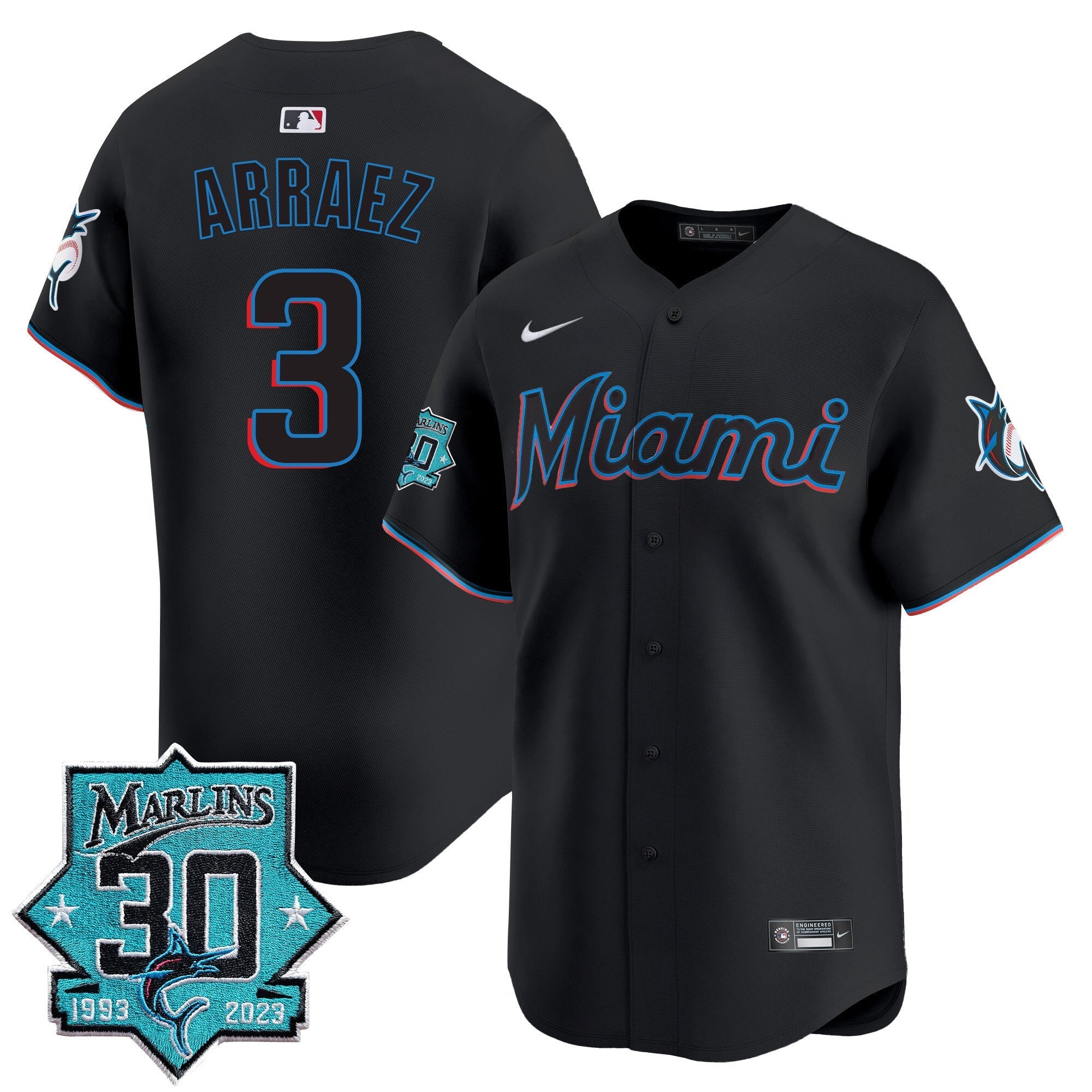 Men's Miami Marlins 30 Seasons Anniversary Patch Vapor Premier Limited Jersey ?All Stitched