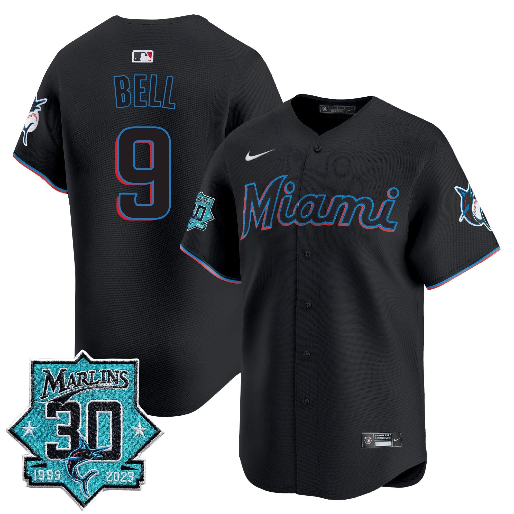 Men's Miami Marlins 30 Seasons Anniversary Patch Vapor Premier Limited Jersey ?All Stitched