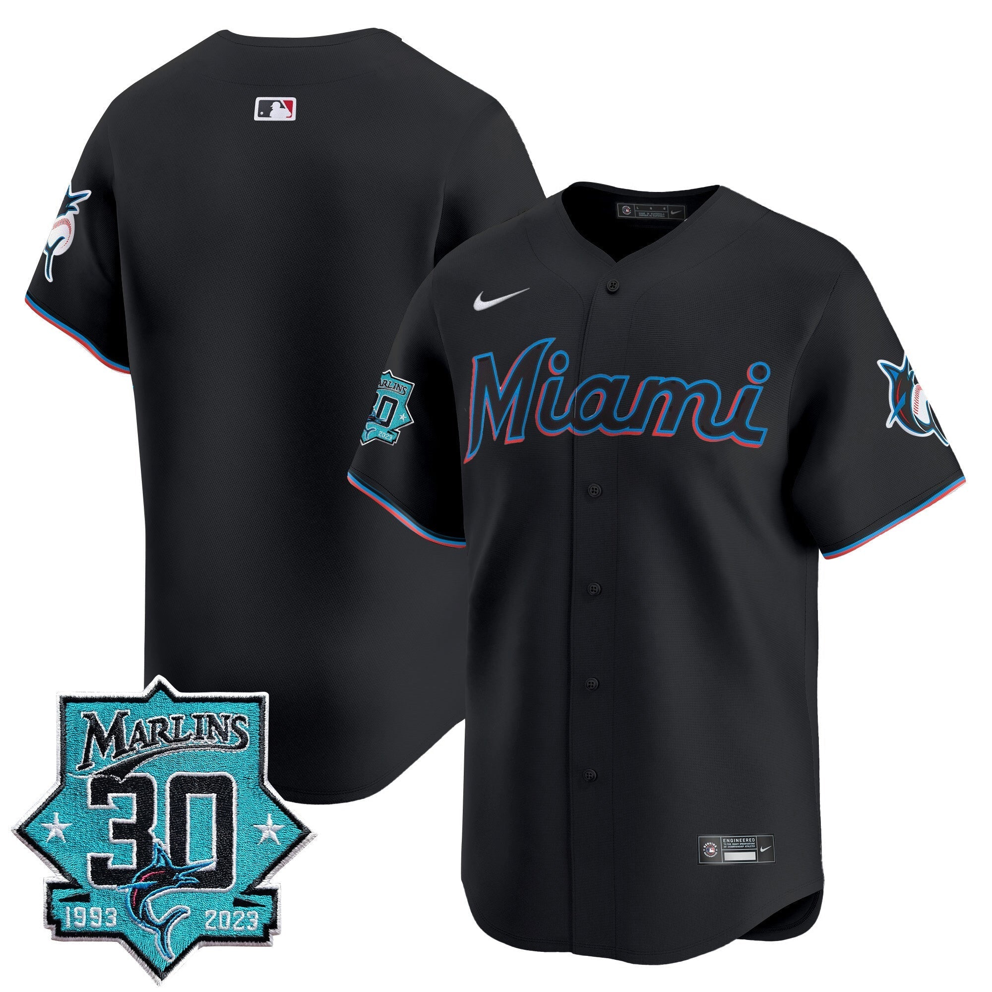 Men's Miami Marlins 30 Seasons Anniversary Patch Vapor Premier Limited Jersey ?All Stitched