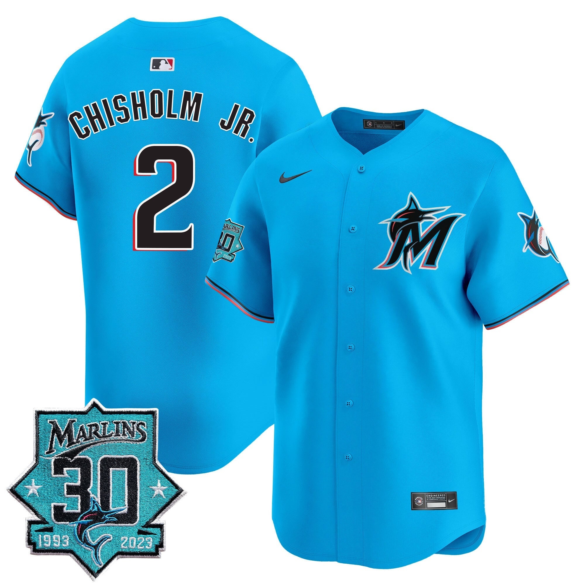 Men's Miami Marlins 30 Seasons Anniversary Patch Vapor Premier Limited Jersey ?All Stitched