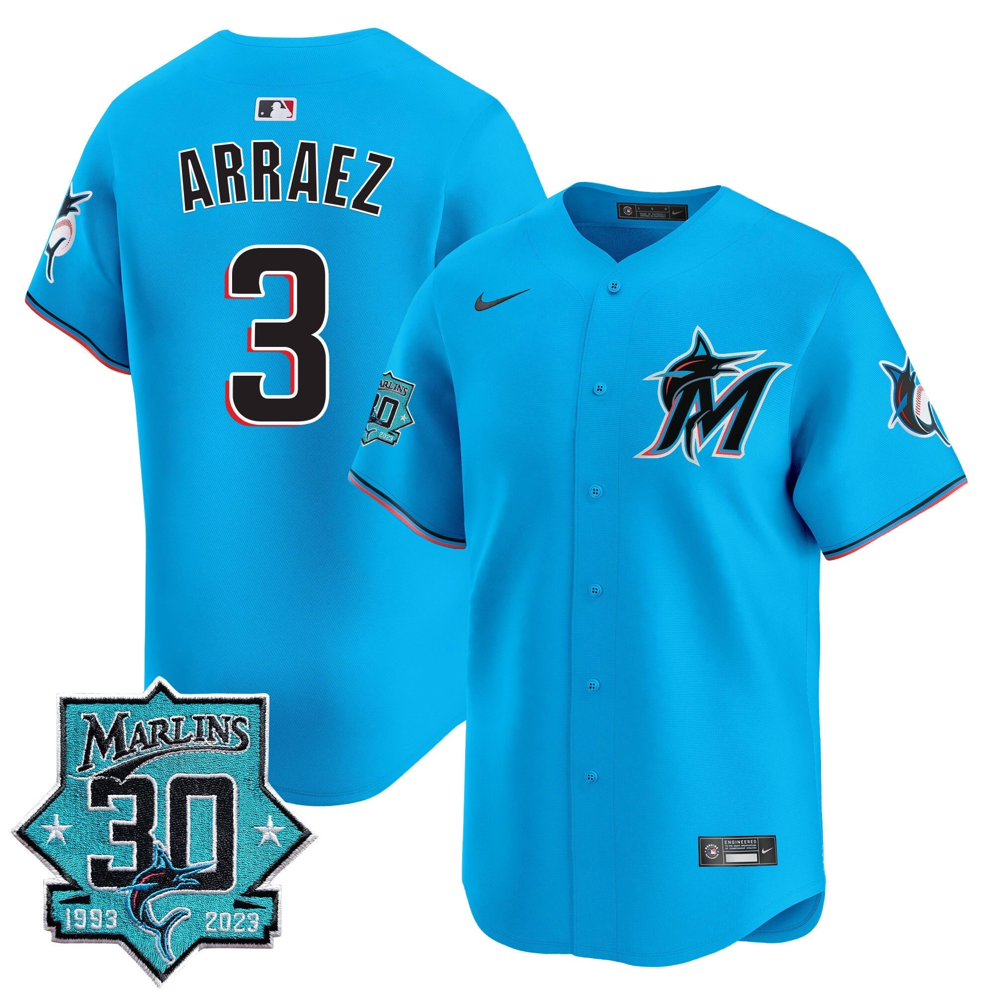 Men's Miami Marlins 30 Seasons Anniversary Patch Vapor Premier Limited Jersey ?All Stitched