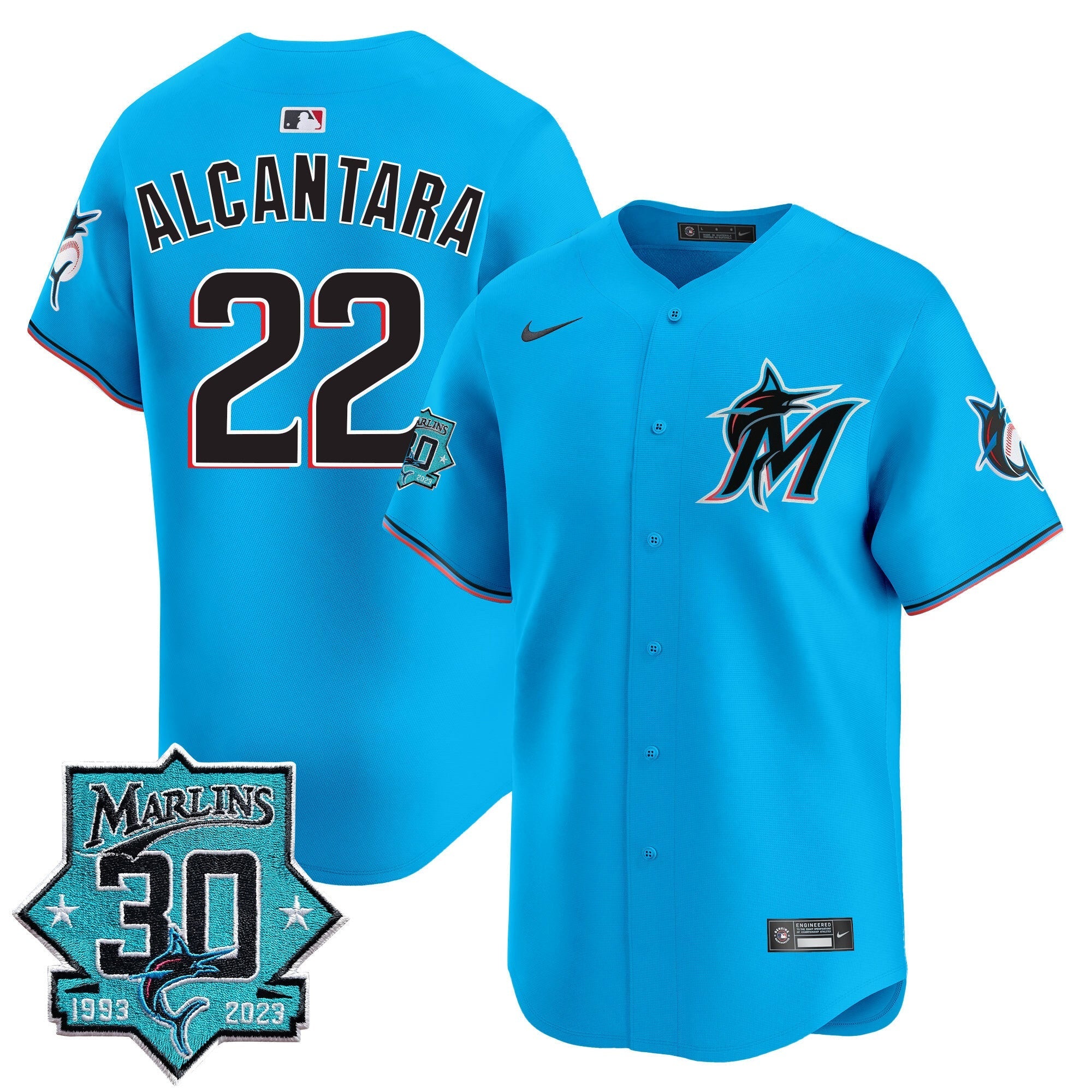 Men's Miami Marlins 30 Seasons Anniversary Patch Vapor Premier Limited Jersey ?All Stitched