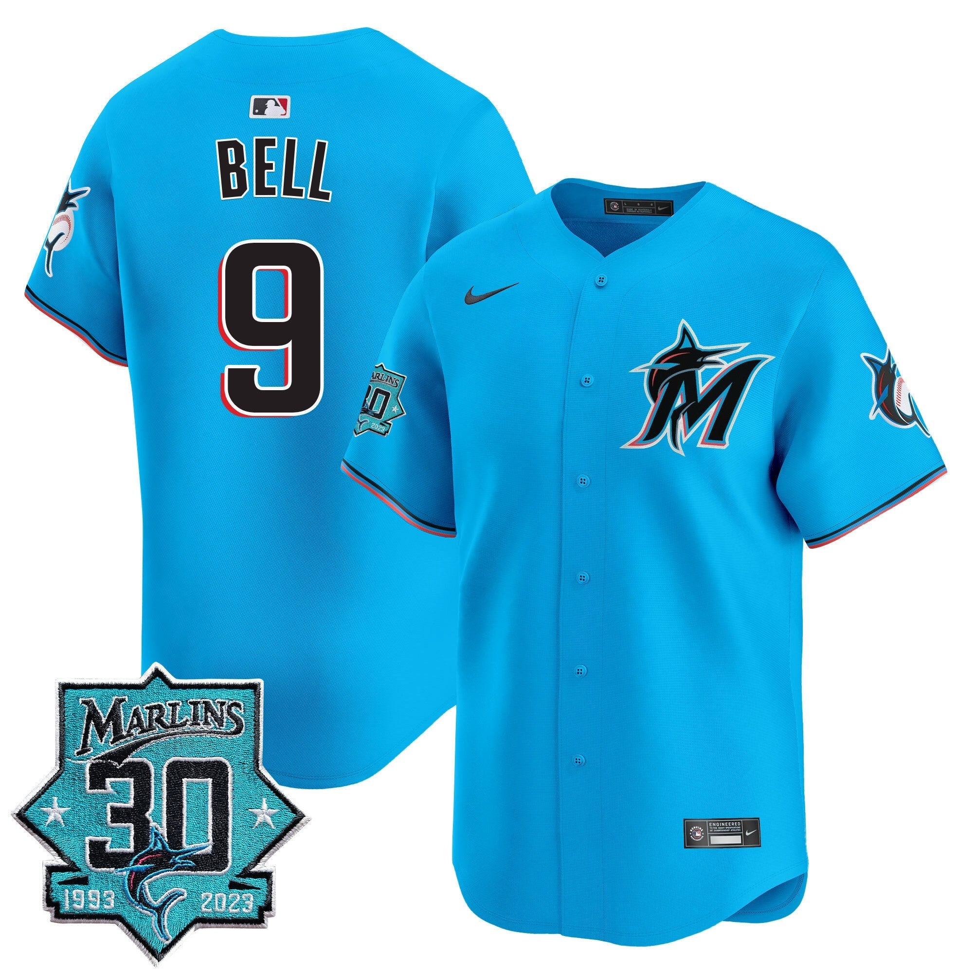 Men's Miami Marlins 30 Seasons Anniversary Patch Vapor Premier Limited Jersey ?All Stitched