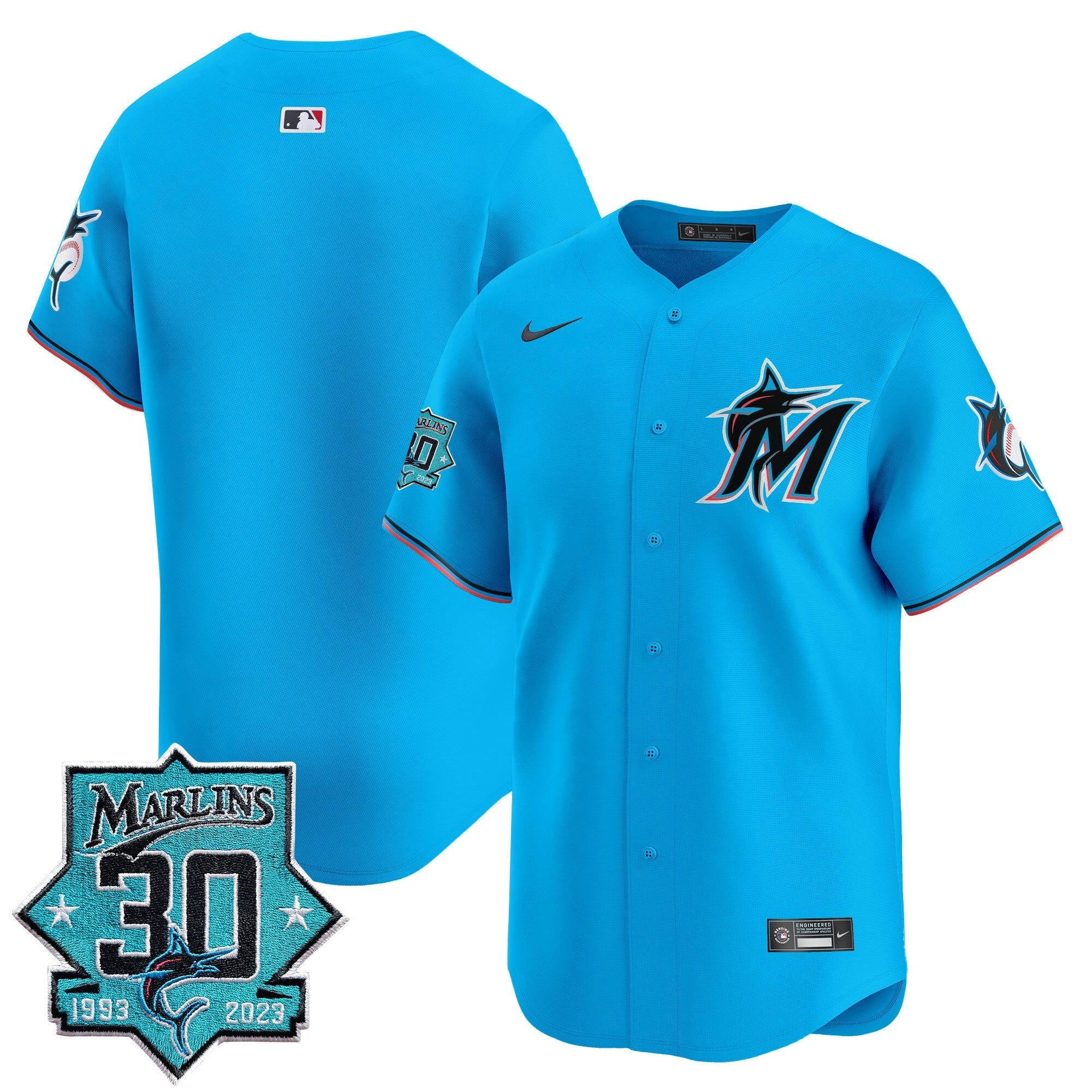 Men's Miami Marlins 30 Seasons Anniversary Patch Vapor Premier Limited Jersey ?All Stitched