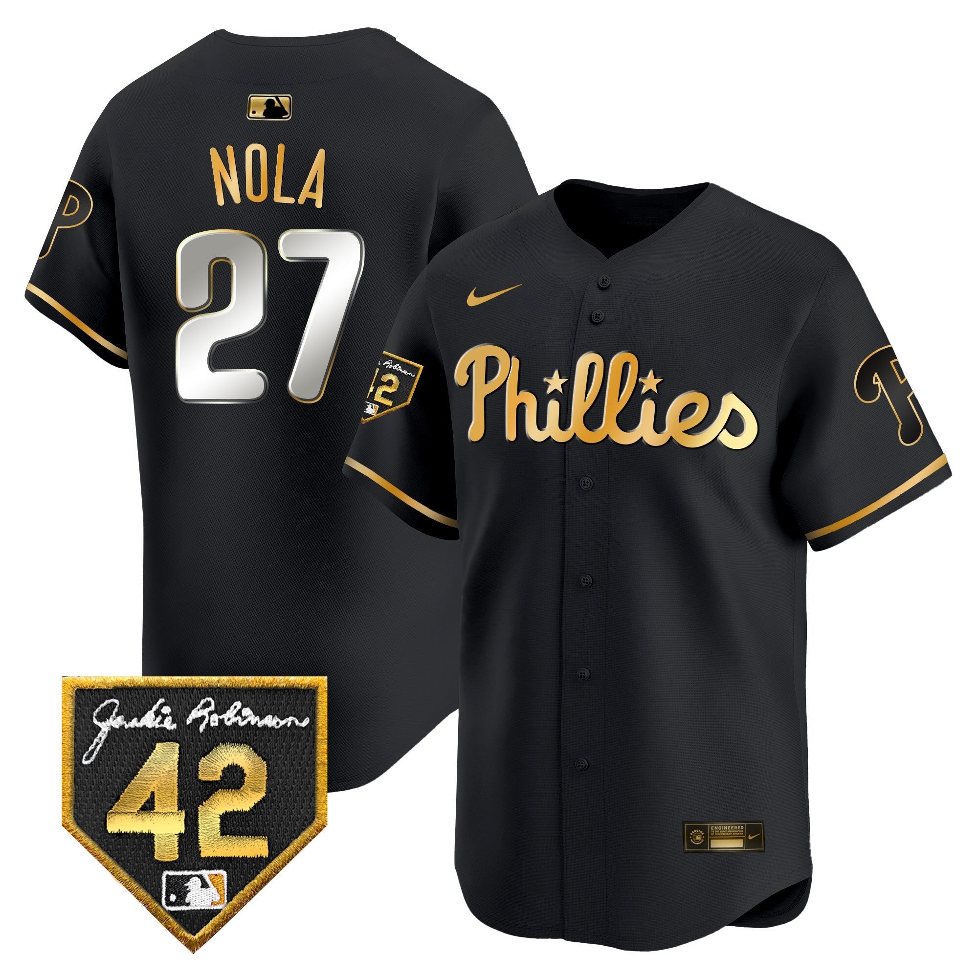 Men's Phillies 2024 Jackie Robinson Patch Vapor Premier Limited Jersey - All Stitched