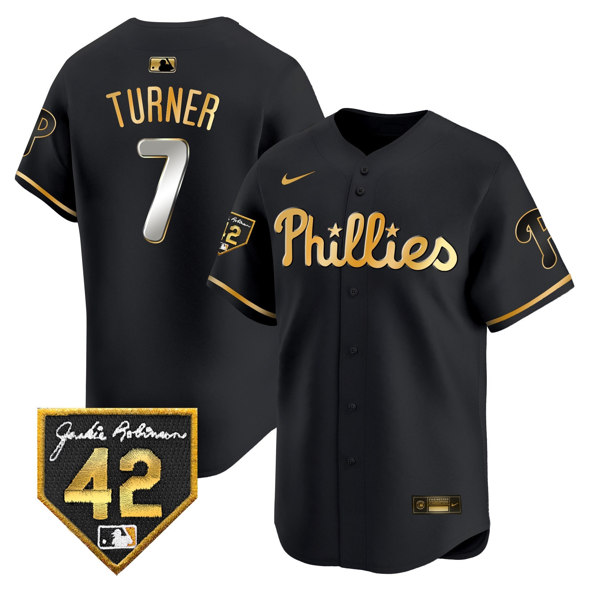 Men's Phillies 2024 Jackie Robinson Patch Vapor Premier Limited Jersey - All Stitched