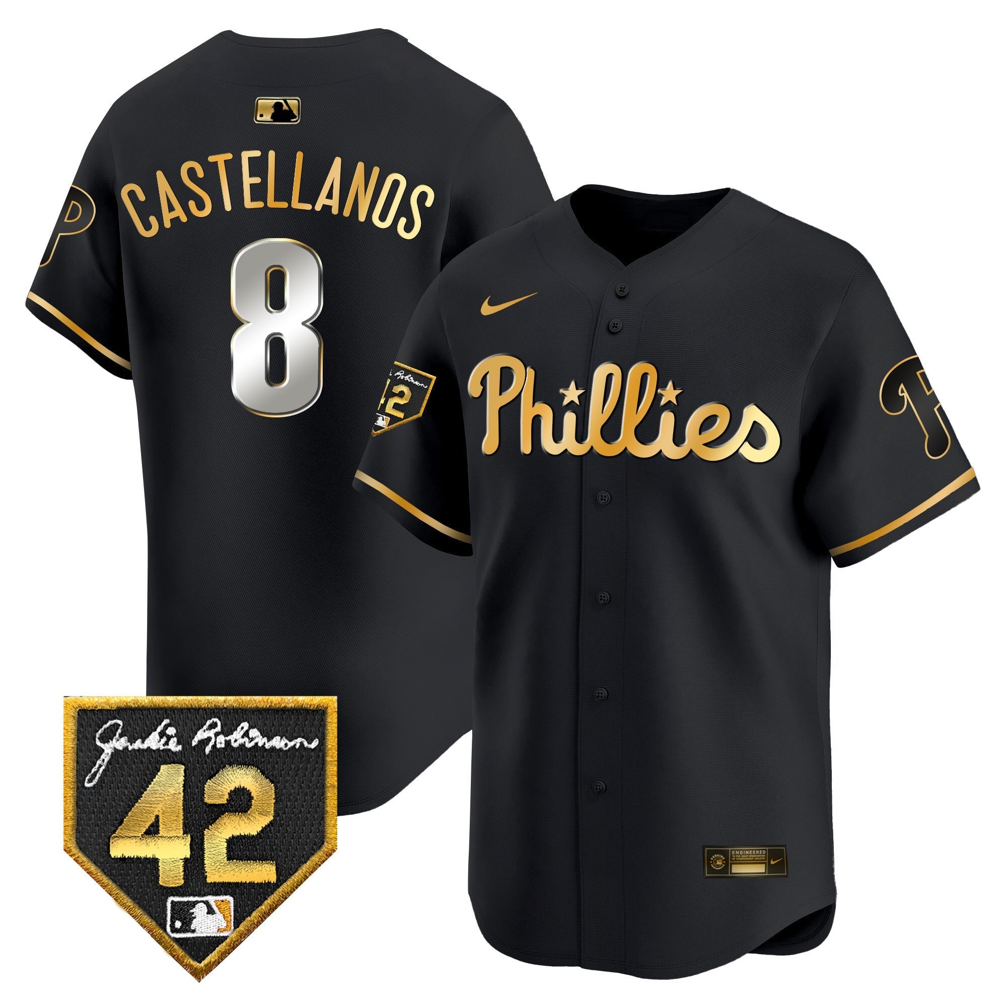 Men's Phillies 2024 Jackie Robinson Patch Vapor Premier Limited Jersey - All Stitched