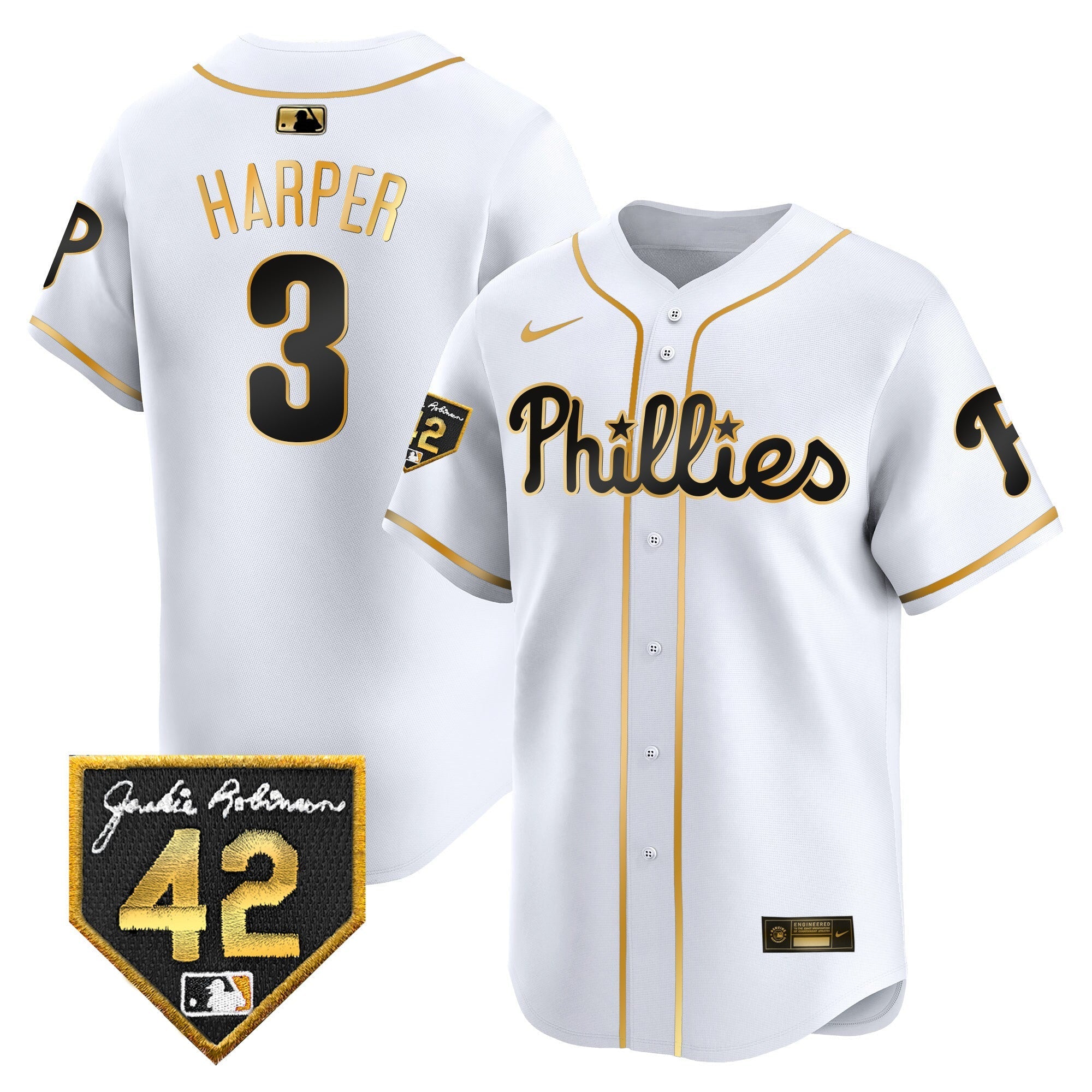 Men's Phillies 2024 Jackie Robinson Patch Vapor Premier Limited Jersey - All Stitched