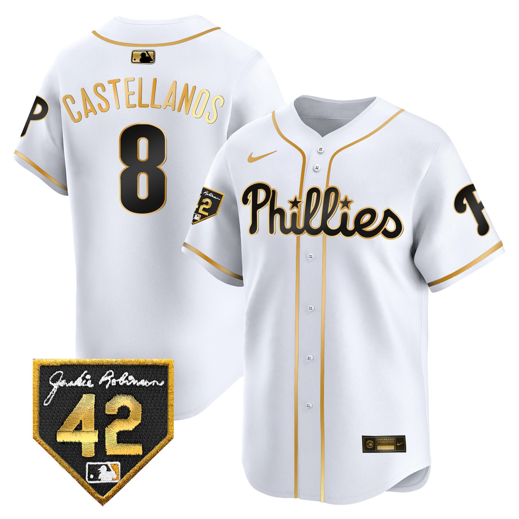Men's Phillies 2024 Jackie Robinson Patch Vapor Premier Limited Jersey - All Stitched