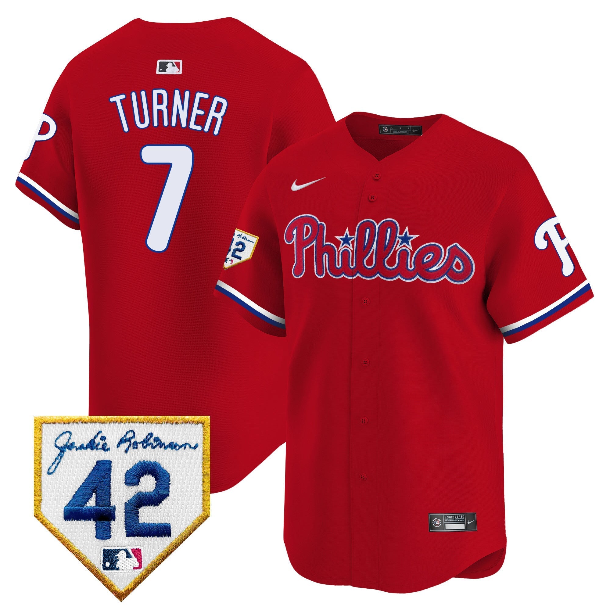 Men's Phillies 2024 Jackie Robinson Patch Vapor Premier Limited Jersey - All Stitched