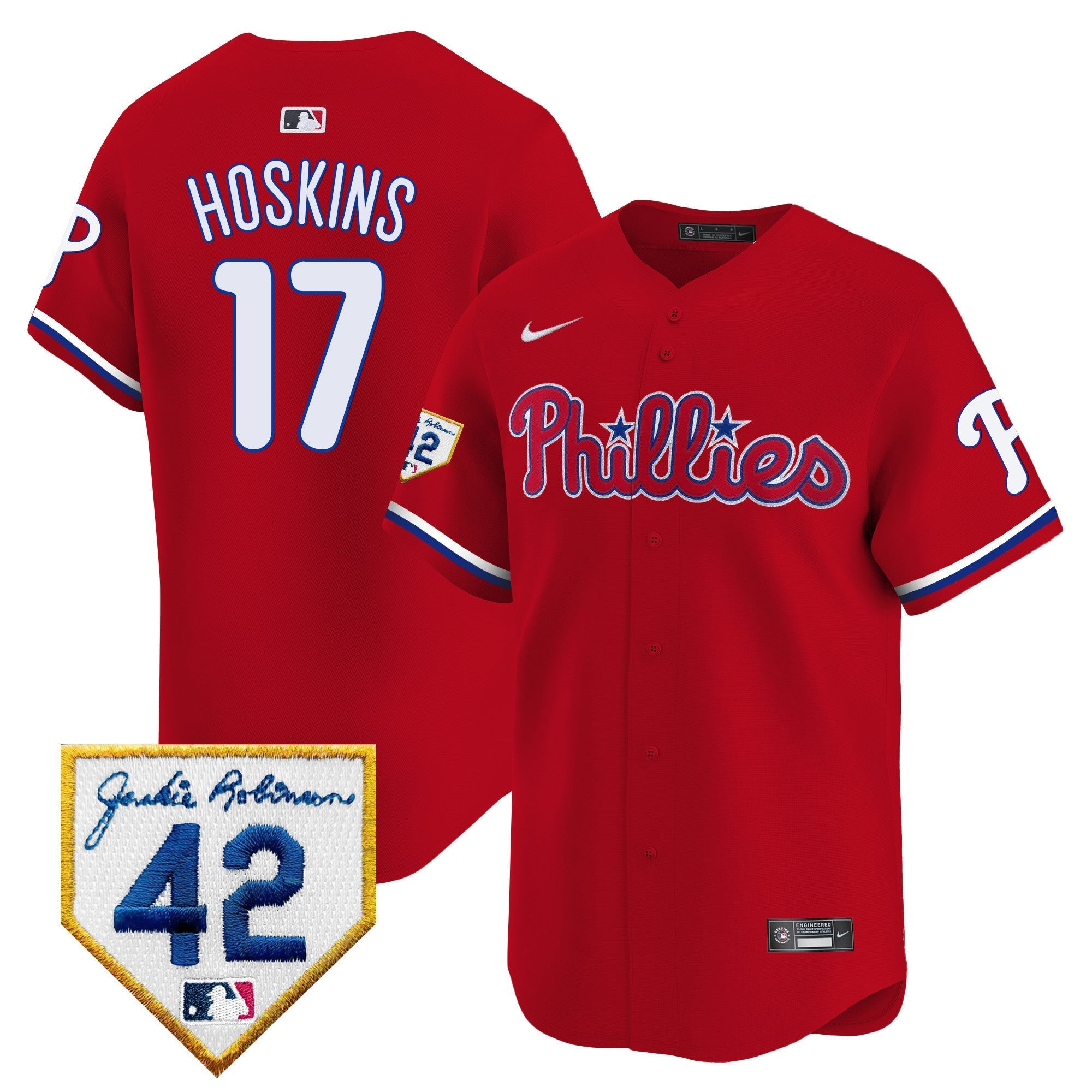 Men's Phillies 2024 Jackie Robinson Patch Vapor Premier Limited Jersey - All Stitched