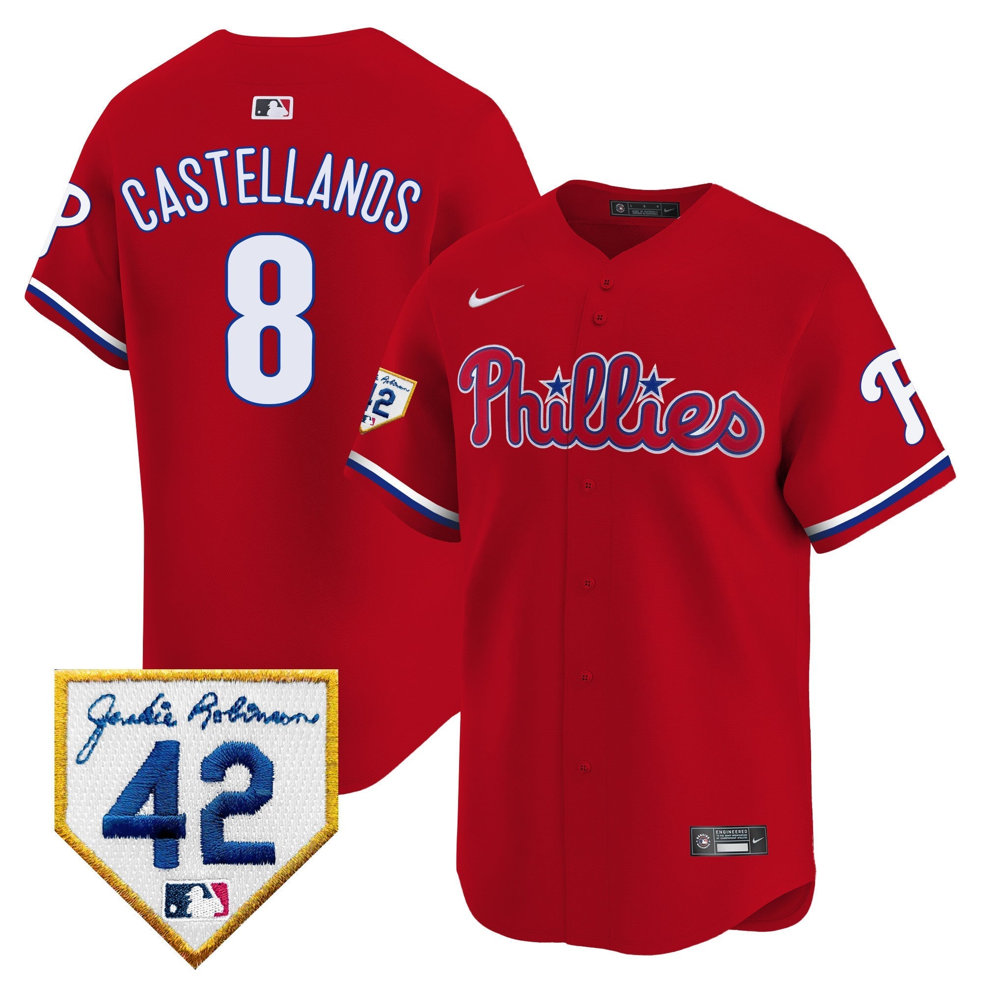 Men's Phillies 2024 Jackie Robinson Patch Vapor Premier Limited Jersey - All Stitched