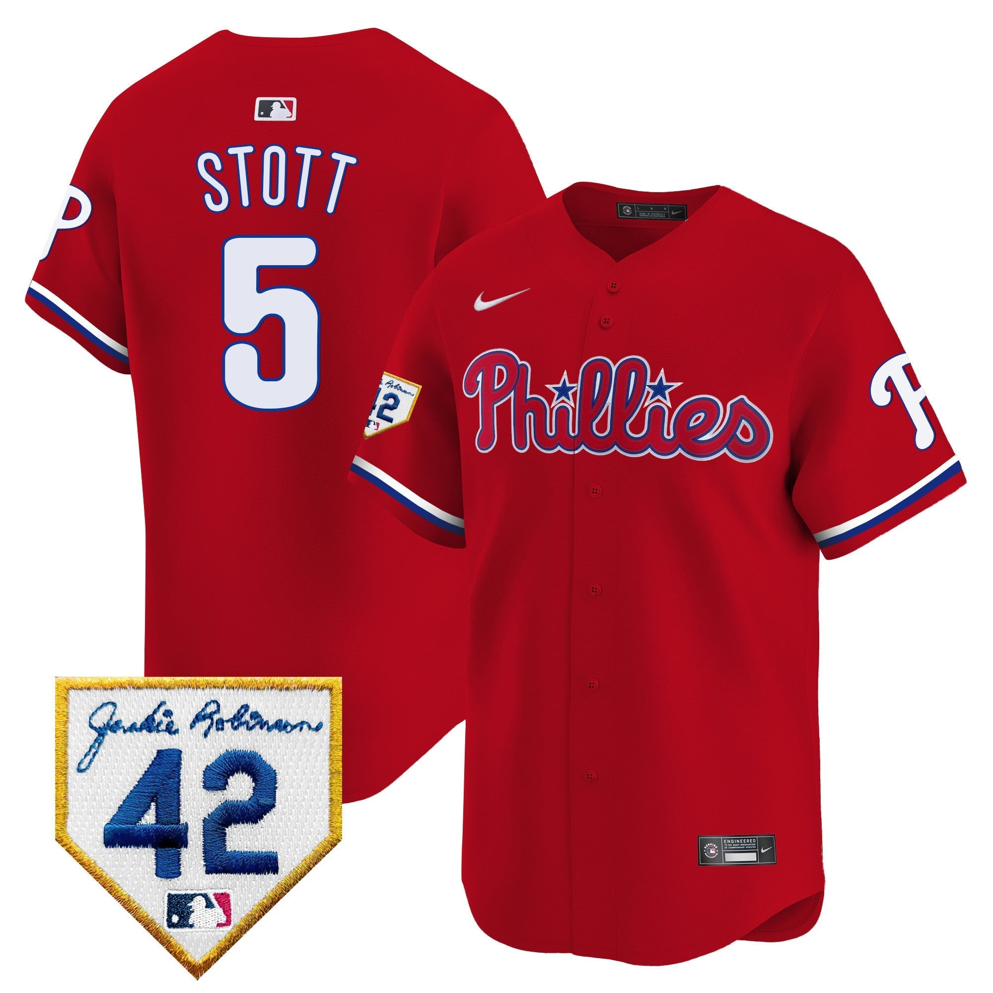 Men's Phillies 2024 Jackie Robinson Patch Vapor Premier Limited Jersey - All Stitched