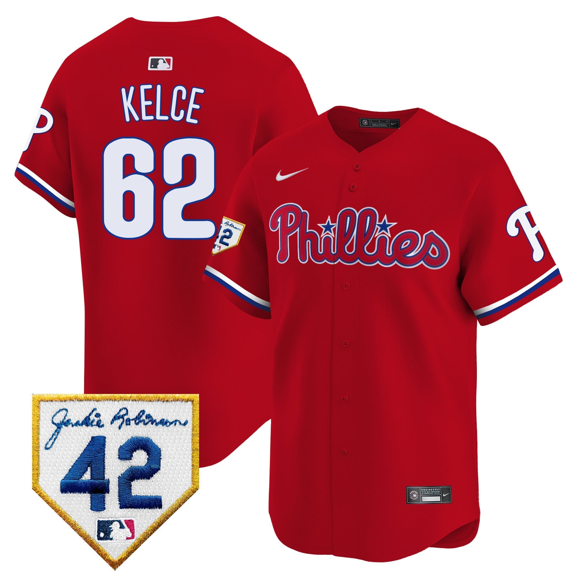 Men's Phillies 2024 Jackie Robinson Patch Vapor Premier Limited Jersey - All Stitched