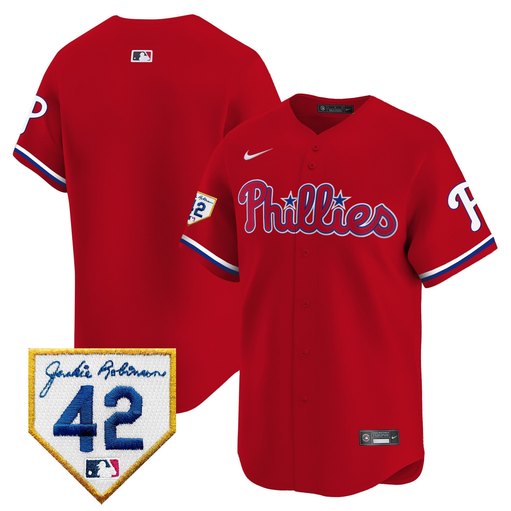 Men's Phillies 2024 Jackie Robinson Patch Vapor Premier Limited Jersey - All Stitched