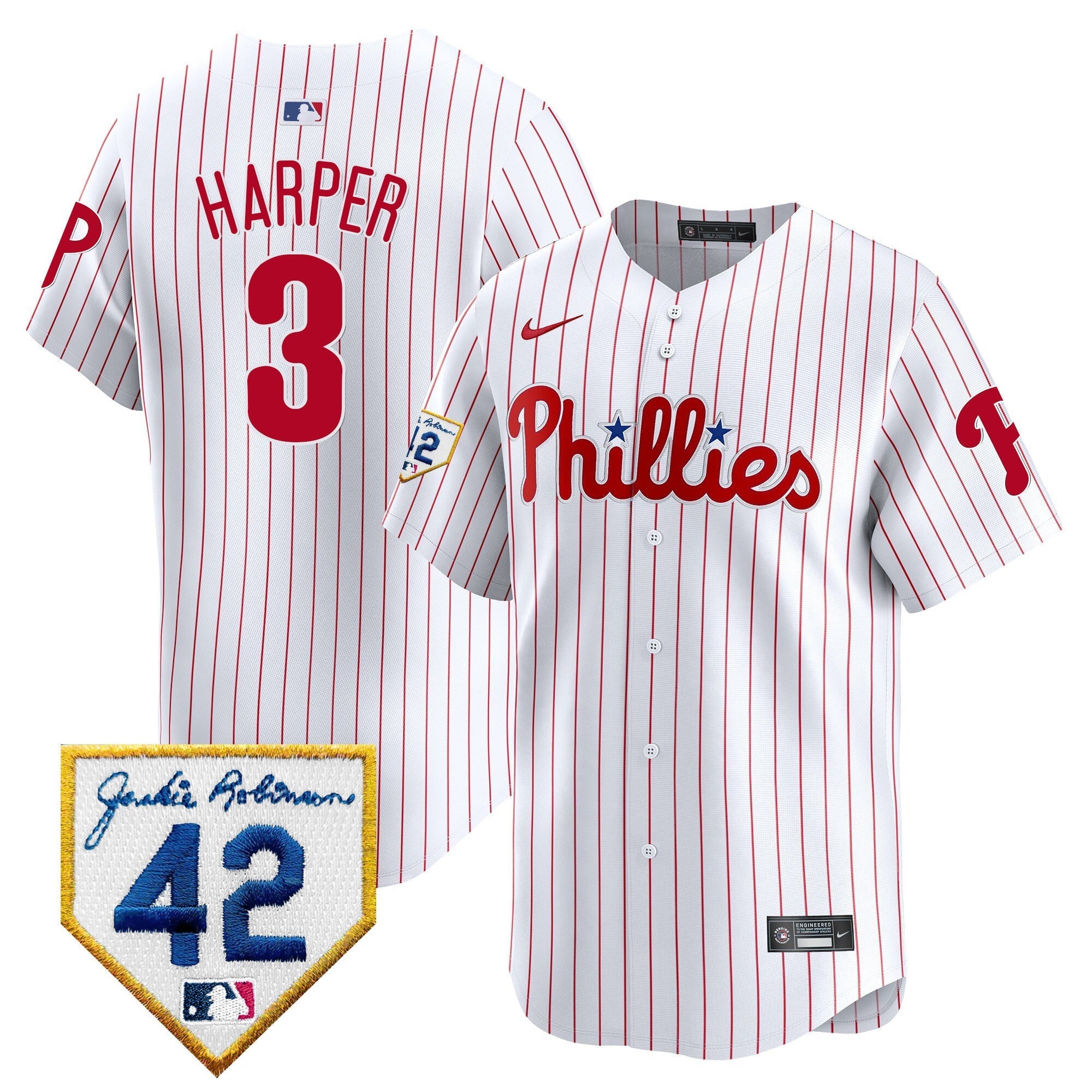 Men's Phillies 2024 Jackie Robinson Patch Vapor Premier Limited Jersey - All Stitched