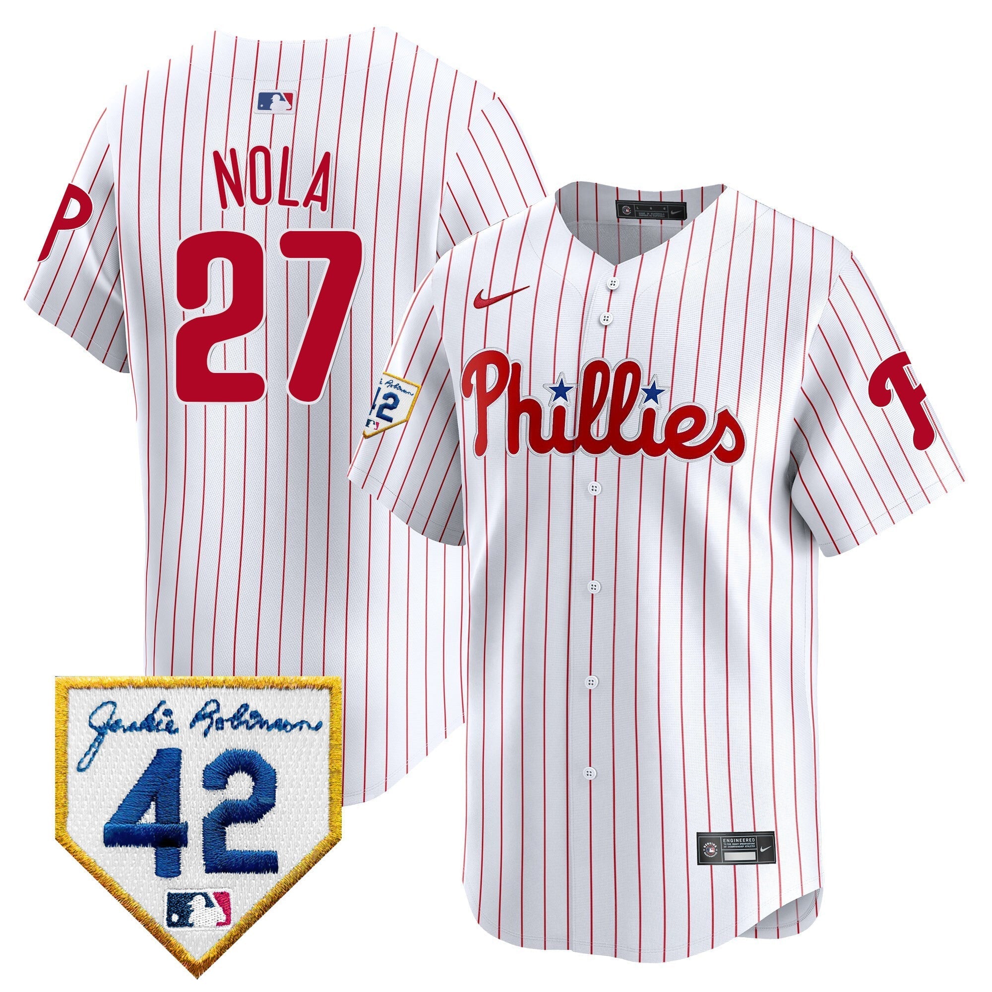 Men's Phillies 2024 Jackie Robinson Patch Vapor Premier Limited Jersey - All Stitched