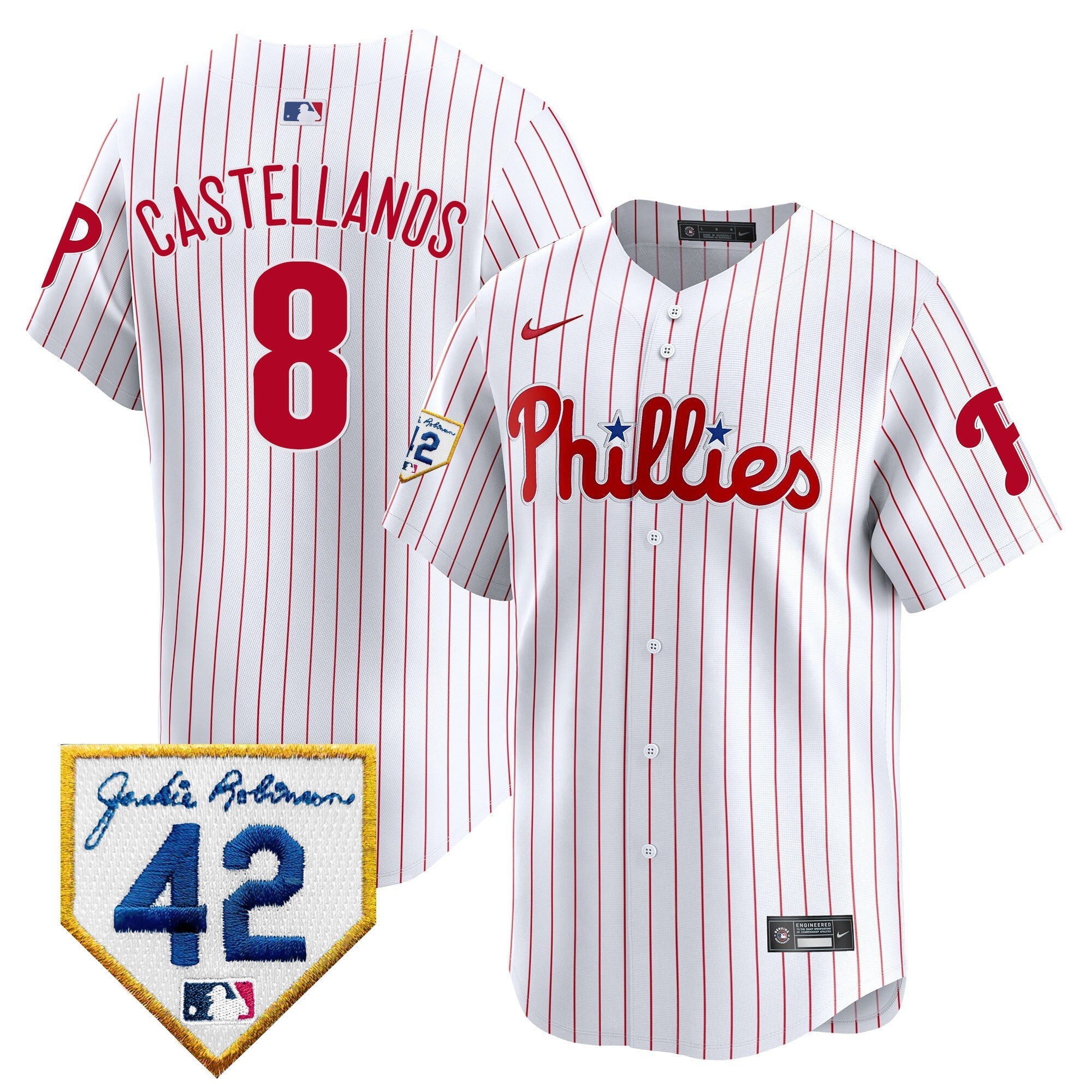 Men's Phillies 2024 Jackie Robinson Patch Vapor Premier Limited Jersey - All Stitched