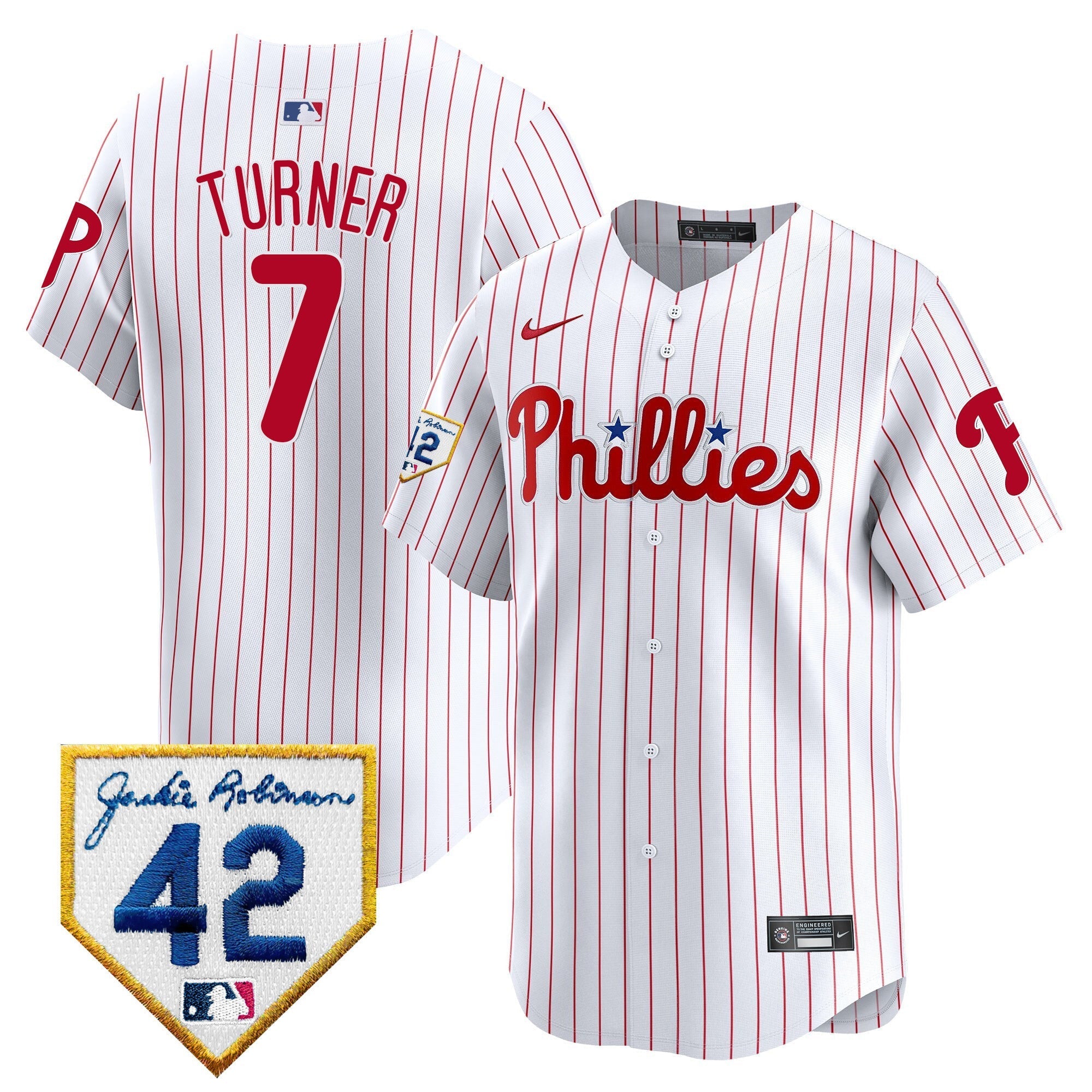 Men's Phillies 2024 Jackie Robinson Patch Vapor Premier Limited Jersey - All Stitched