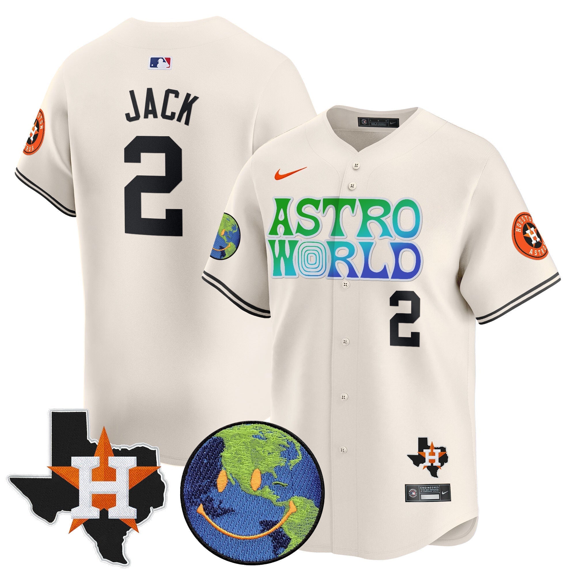 Men's Houston Astros Cactus Jack Astro World Vapor Premier Limited Jersey - All Stitched