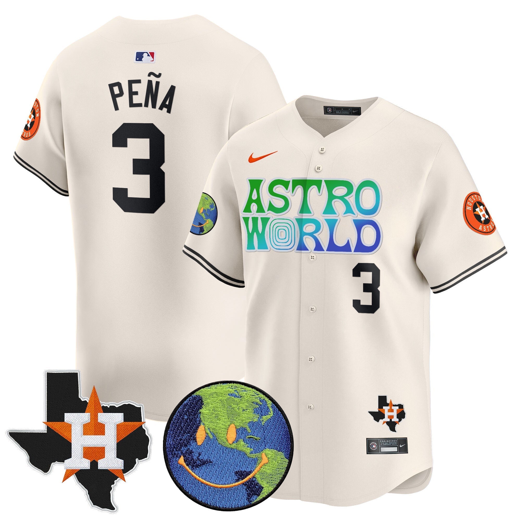 Men's Houston Astros Cactus Jack Astro World Vapor Premier Limited Jersey - All Stitched