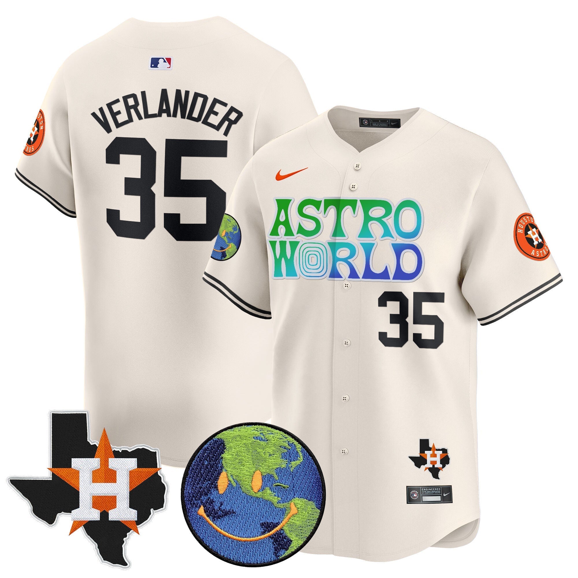 Men's Houston Astros Cactus Jack Astro World Vapor Premier Limited Jersey - All Stitched