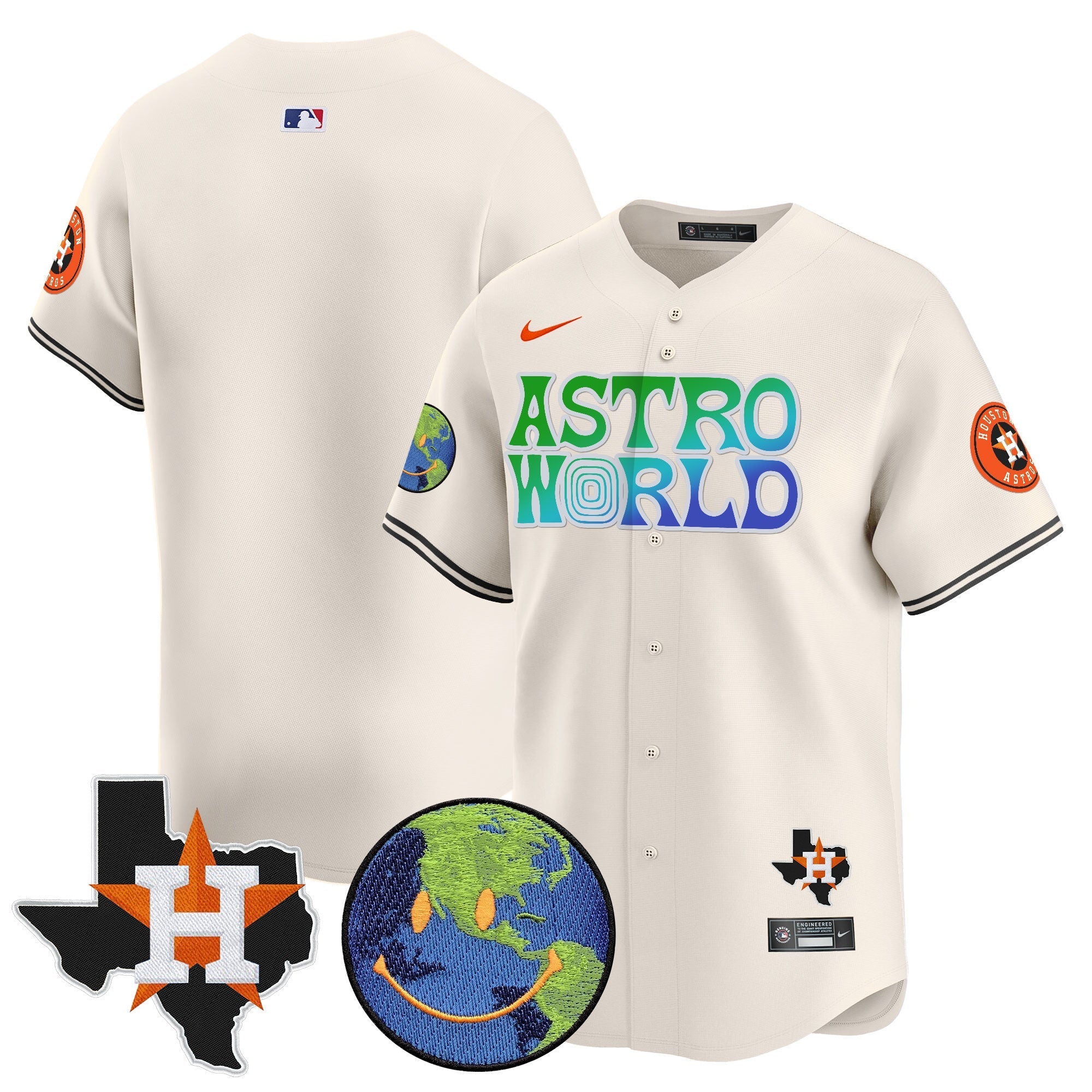 Men's Houston Astros Cactus Jack Astro World Vapor Premier Limited Jersey - All Stitched