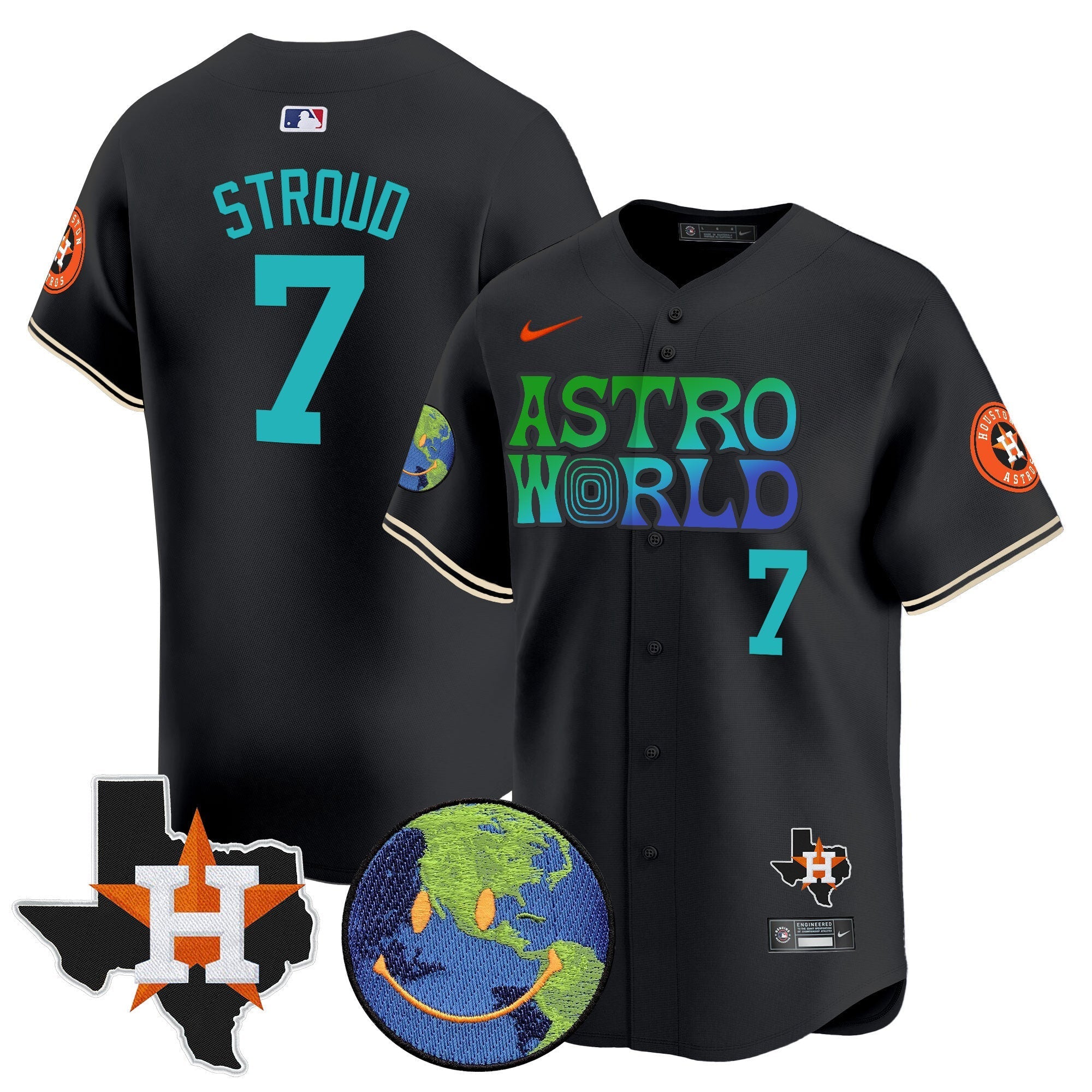 Men's Houston Astros Cactus Jack Astro World Vapor Premier Limited Jersey - All Stitched