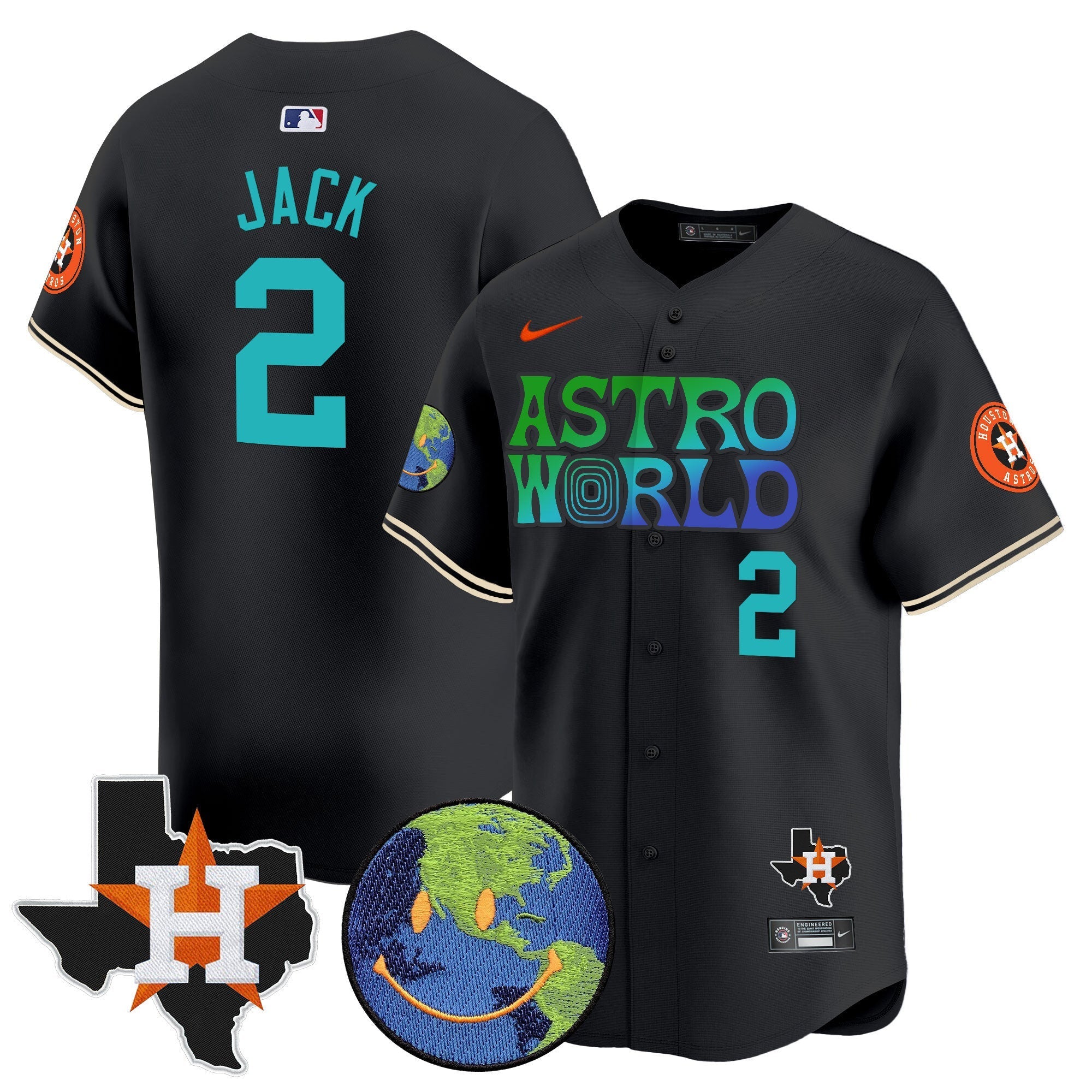 Men's Houston Astros Cactus Jack Astro World Vapor Premier Limited Jersey - All Stitched
