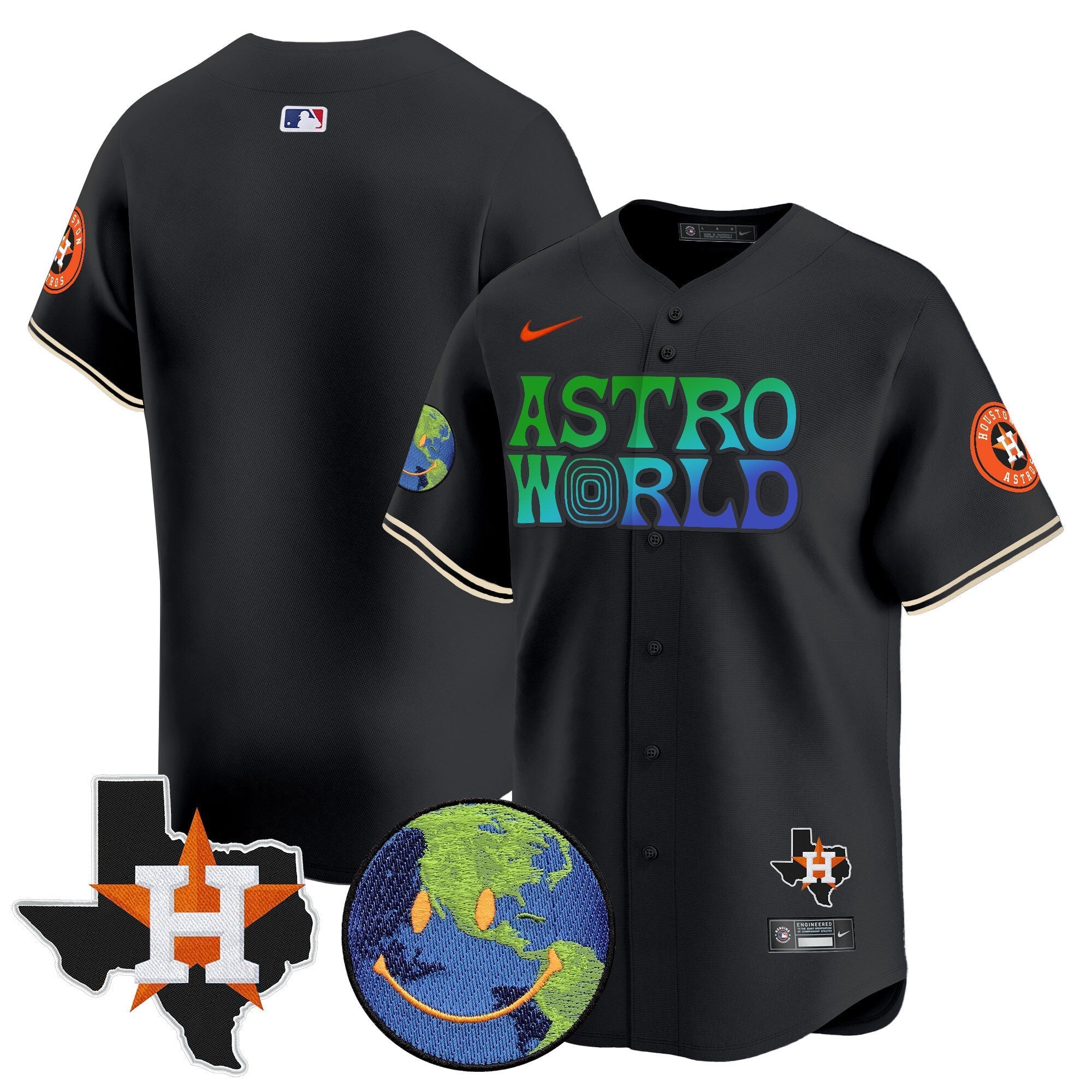 Men's Houston Astros Cactus Jack Astro World Vapor Premier Limited Jersey - All Stitched