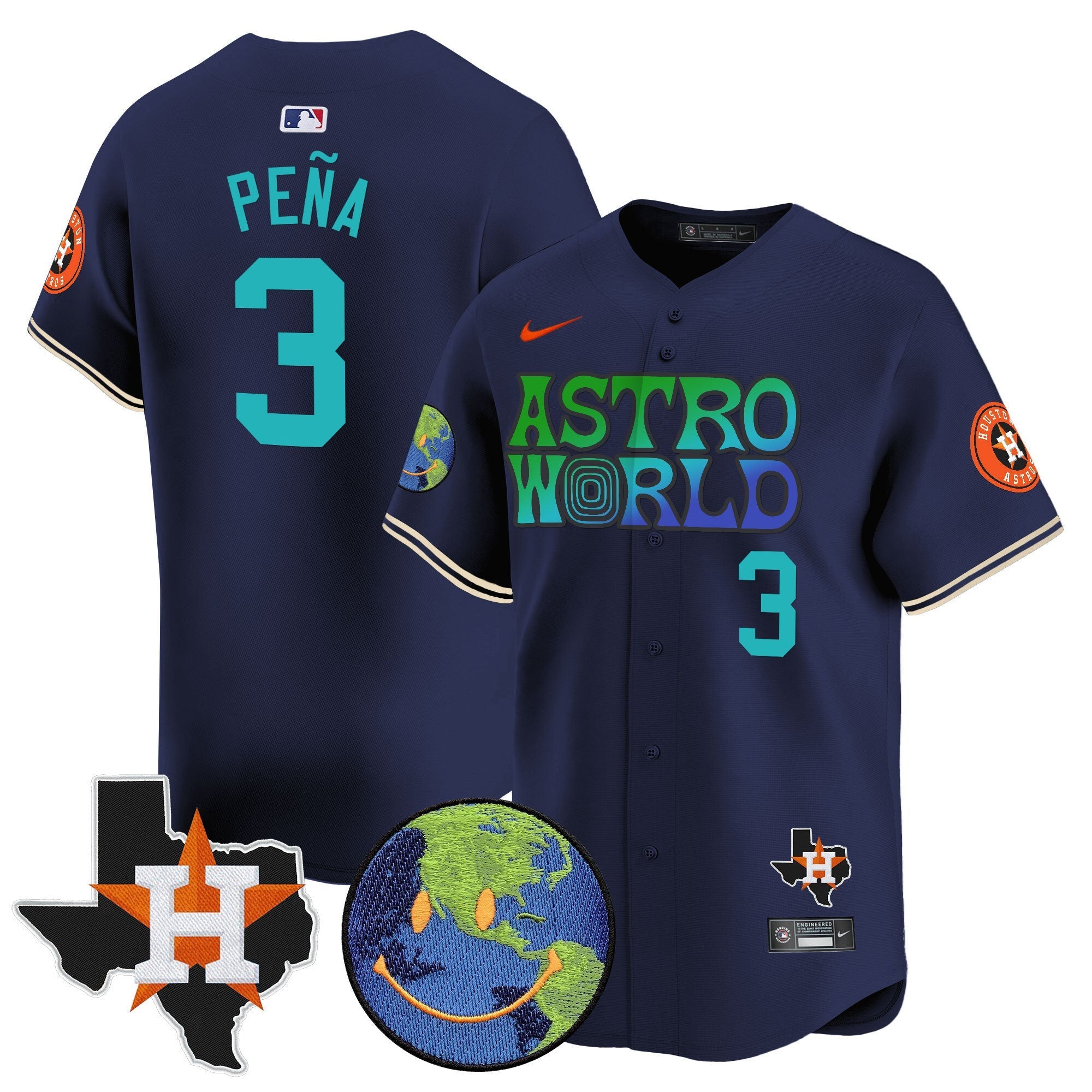 Men's Houston Astros Cactus Jack Astro World Vapor Premier Limited Jersey - All Stitched