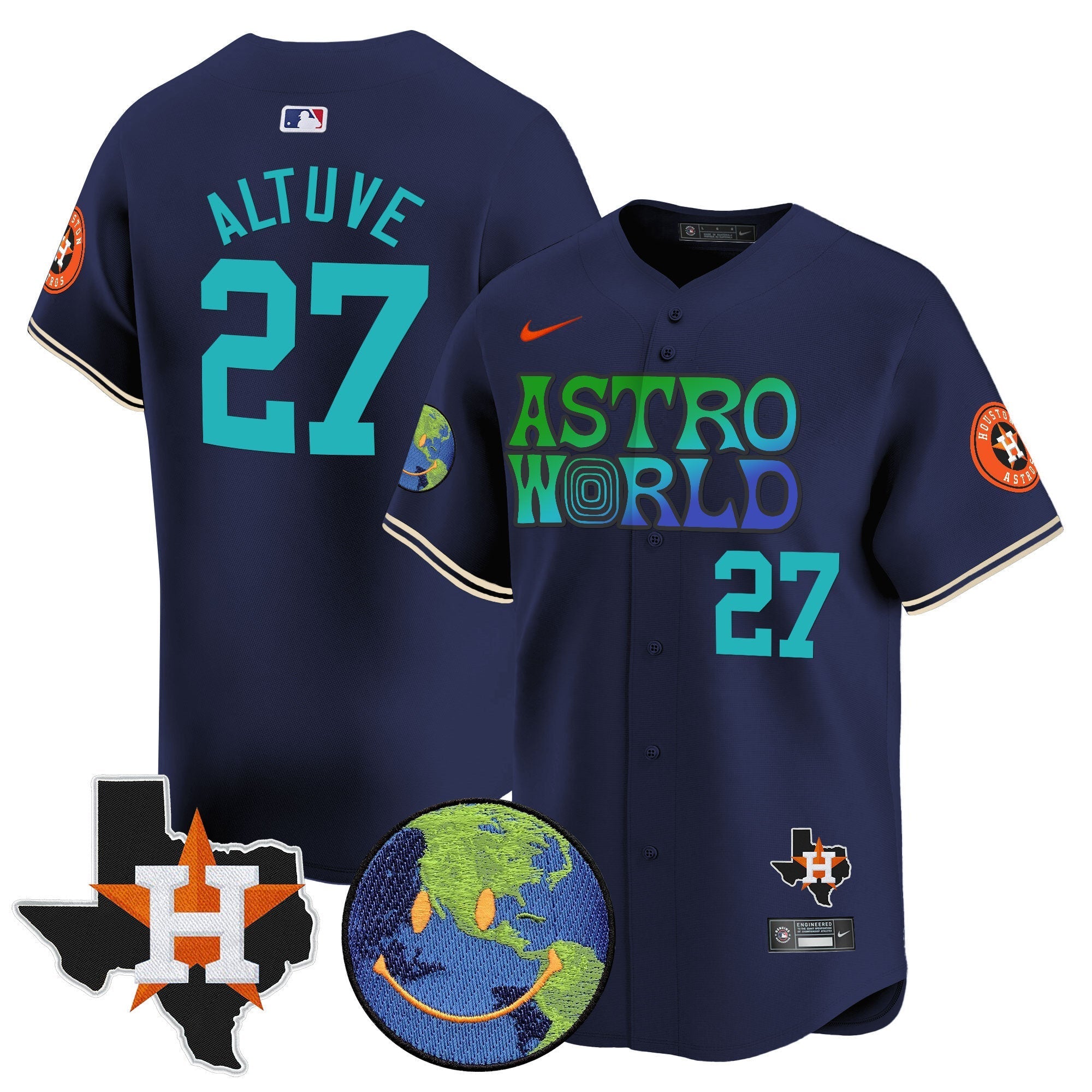 Men's Houston Astros Cactus Jack Astro World Vapor Premier Limited Jersey - All Stitched