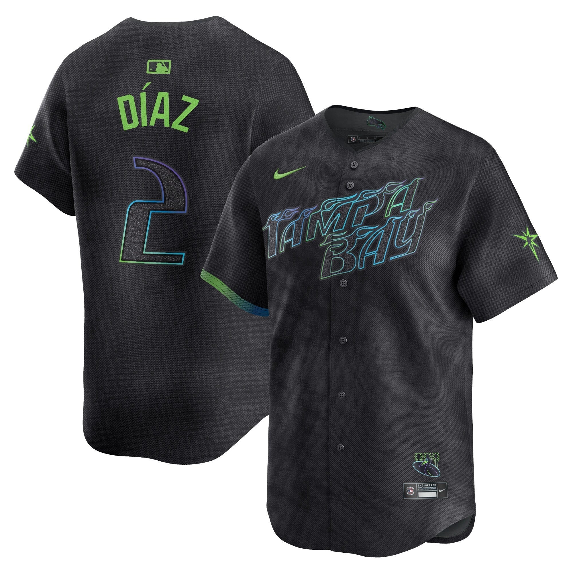 Tampa Bay Rays 2024 City Connect Vapor Premier Limited Jersey - Charcoal - All Stitched