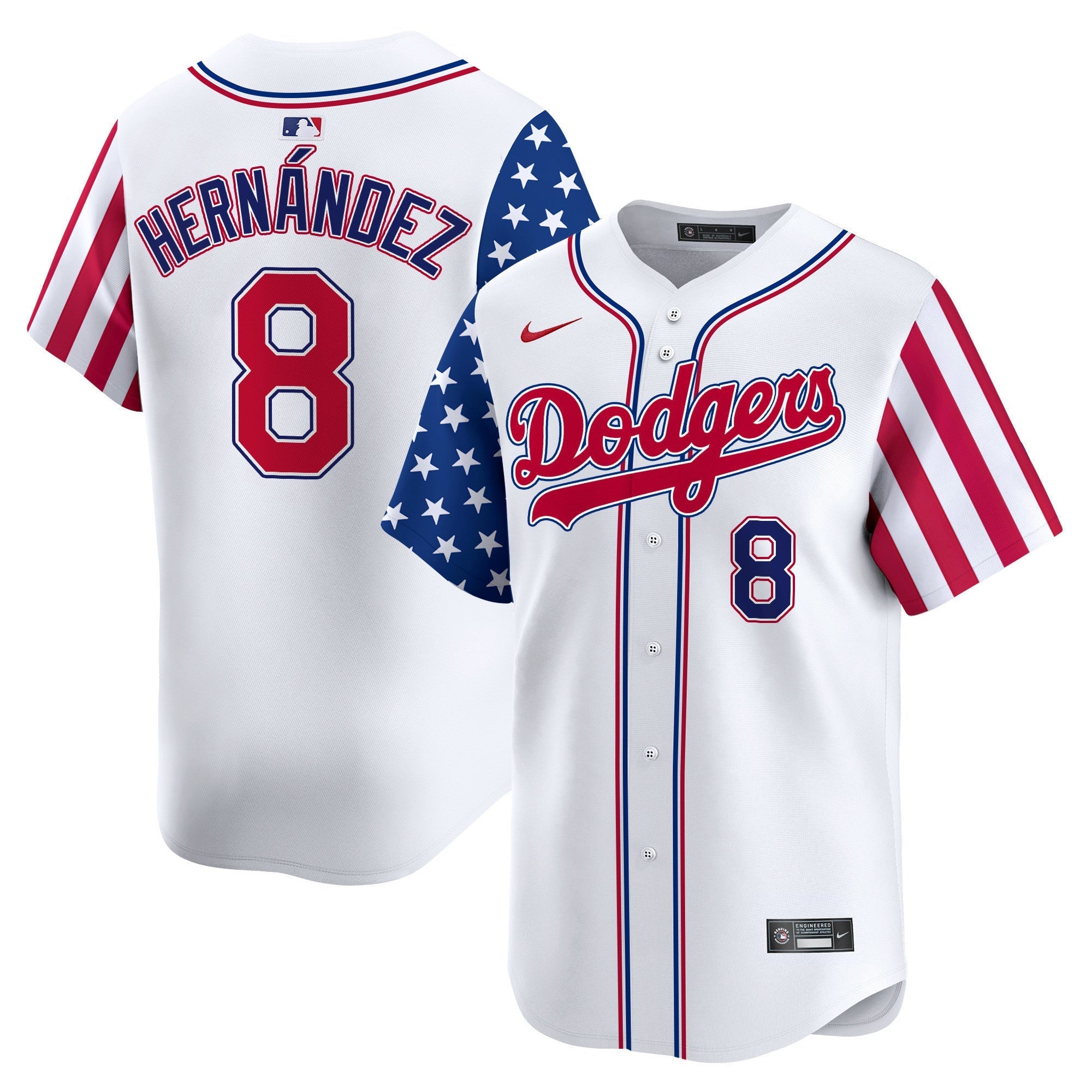 Dodgers White 2024 Independence Day Vapor Premier Limited Jersey V2 - All Stitched