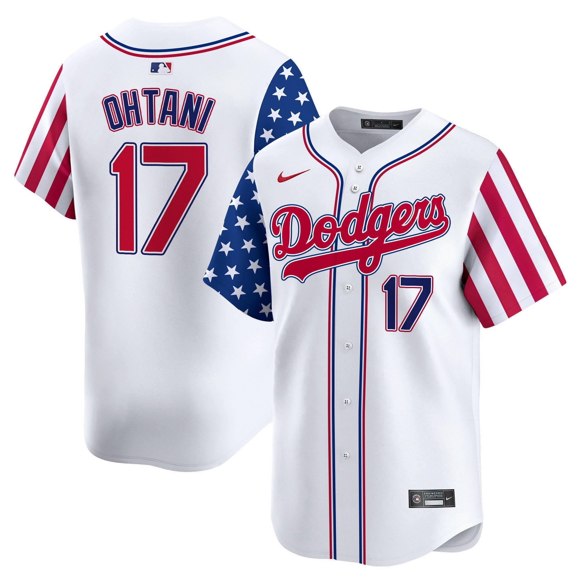 Dodgers White 2024 Independence Day Vapor Premier Limited Jersey V2 - All Stitched