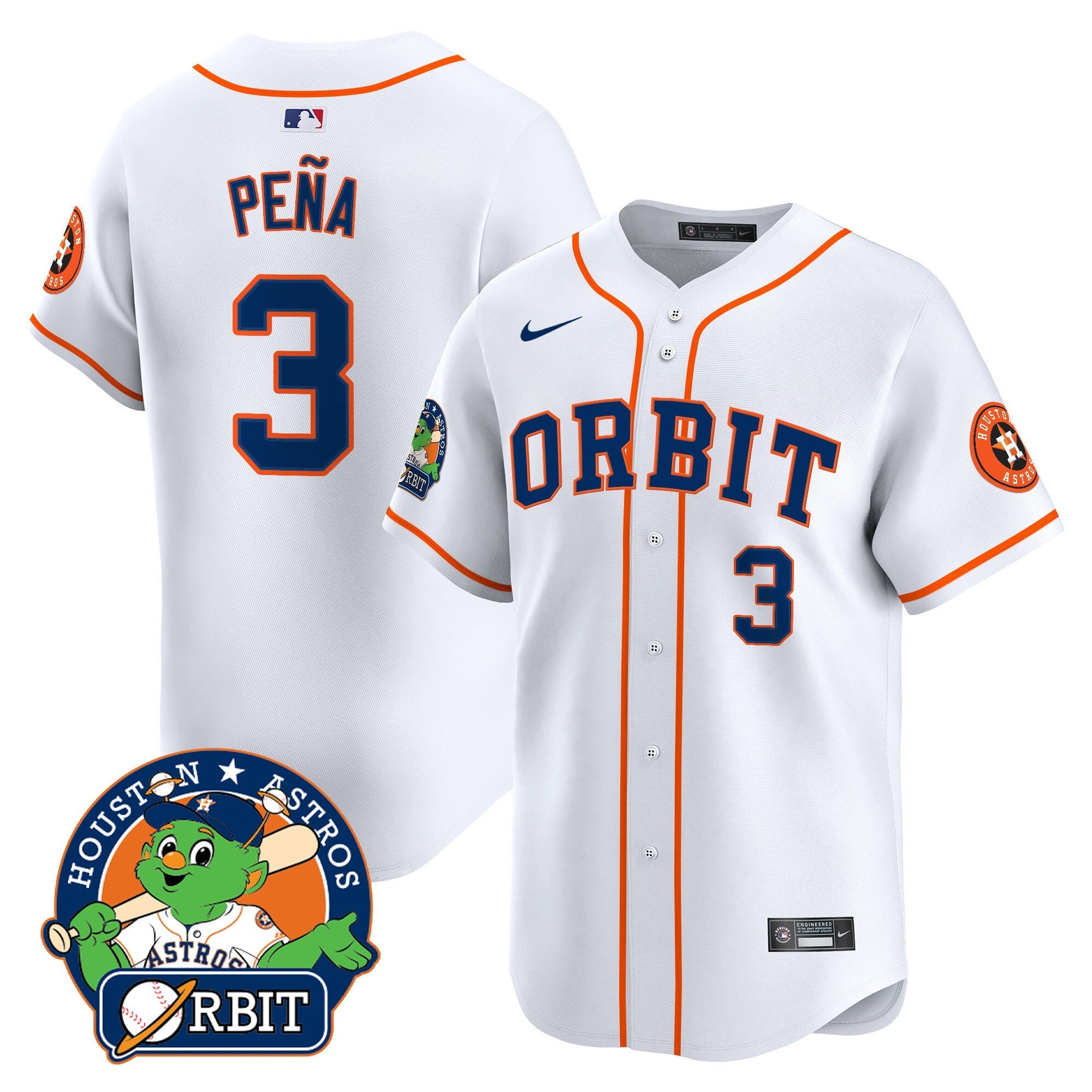 Men's Astros Orbit Patch Vapor Premier Limited Jersey - All Stitched