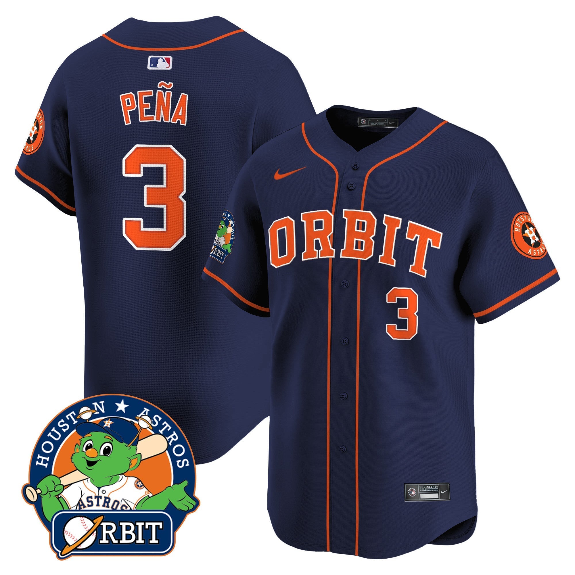Men's Astros Orbit Patch Vapor Premier Limited Jersey - All Stitched