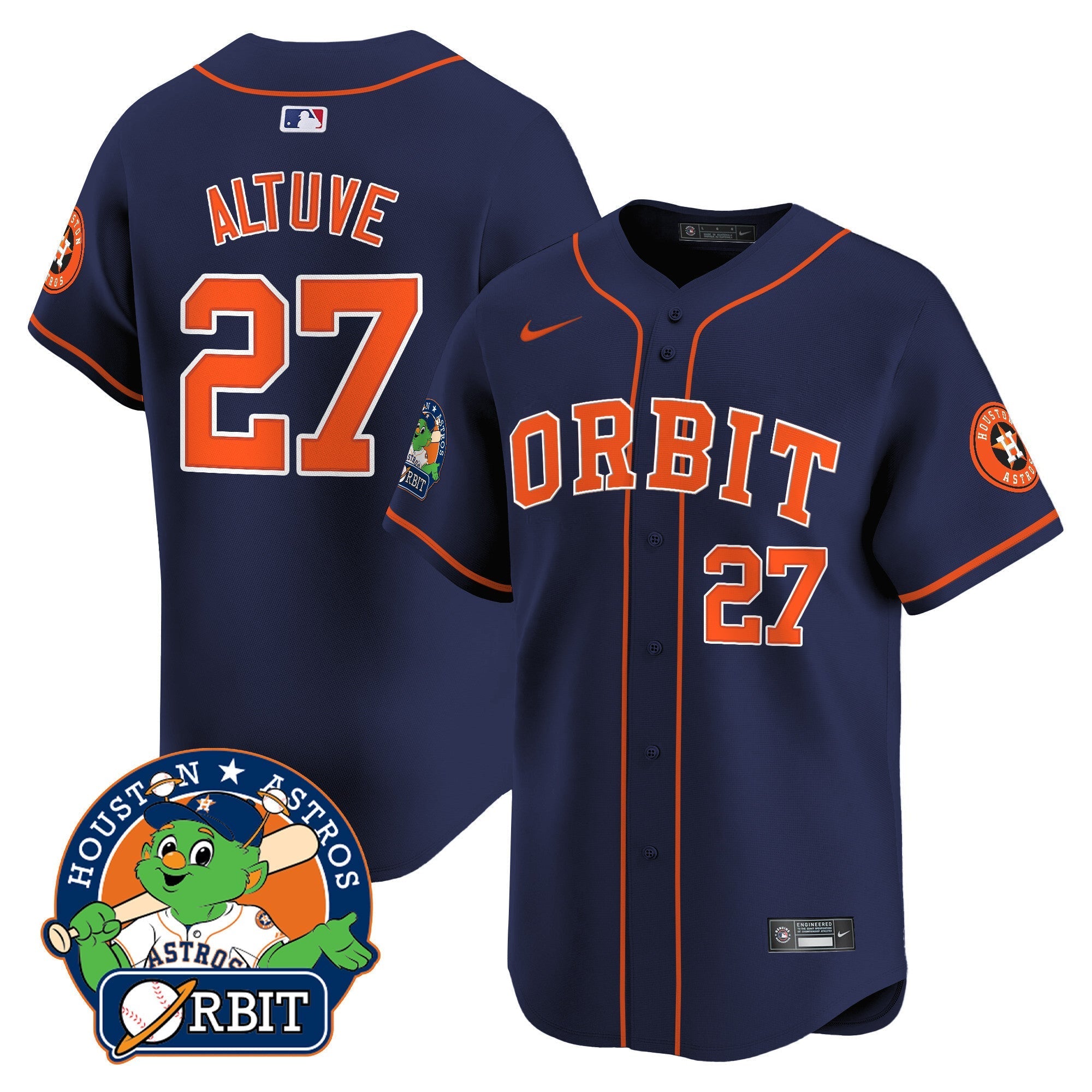 Men's Astros Orbit Patch Vapor Premier Limited Jersey - All Stitched