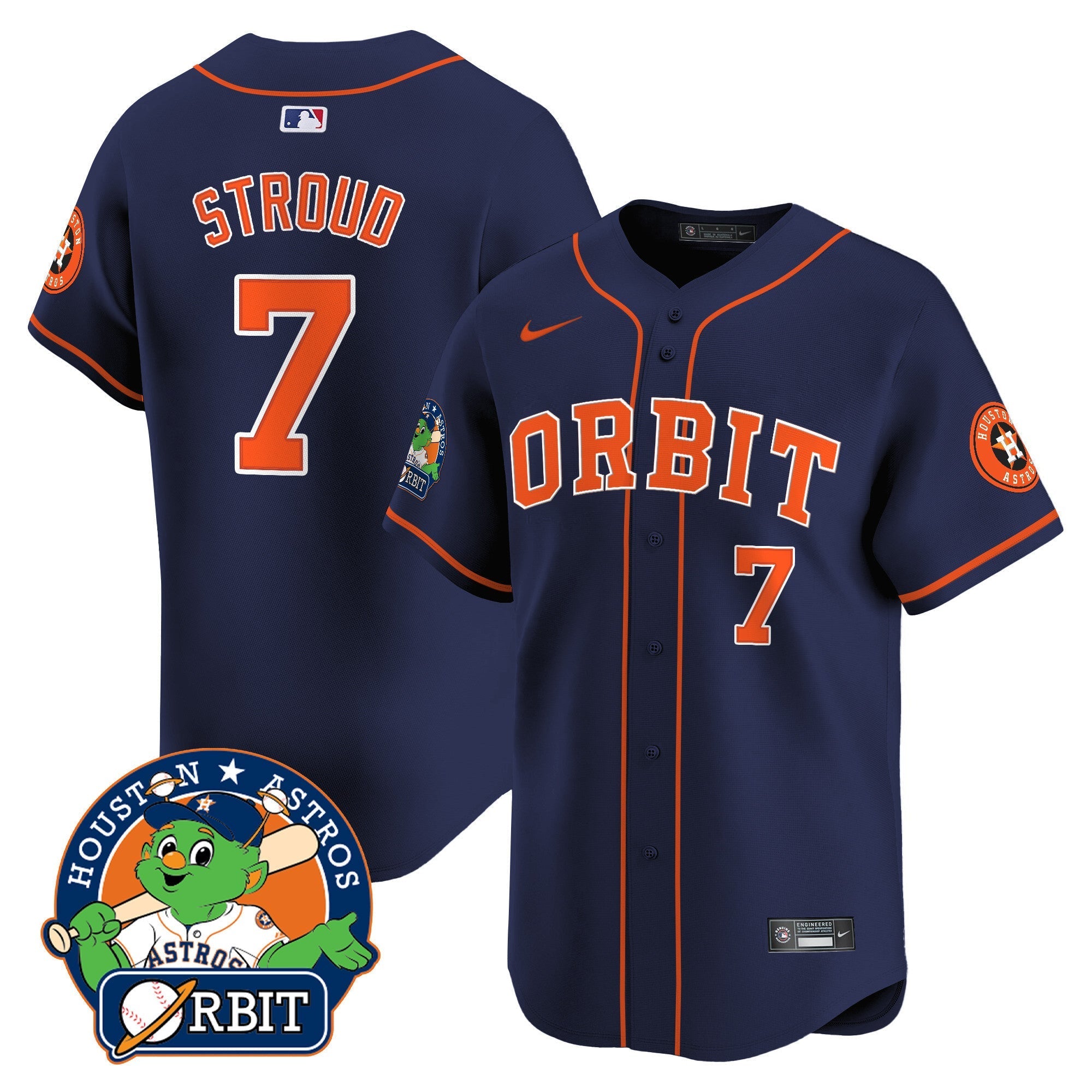 Men's Astros Orbit Patch Vapor Premier Limited Jersey - All Stitched