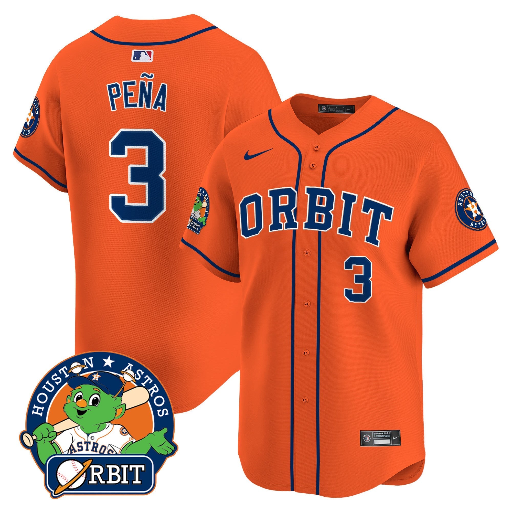 Men's Astros Orbit Patch Vapor Premier Limited Jersey - All Stitched