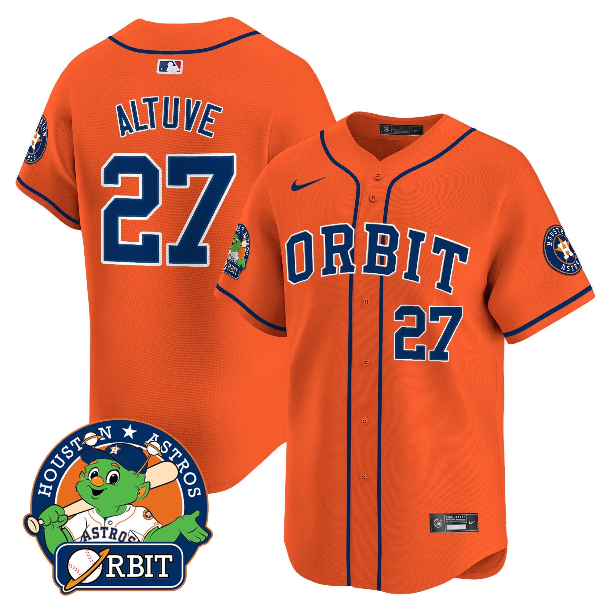 Men's Astros Orbit Patch Vapor Premier Limited Jersey - All Stitched
