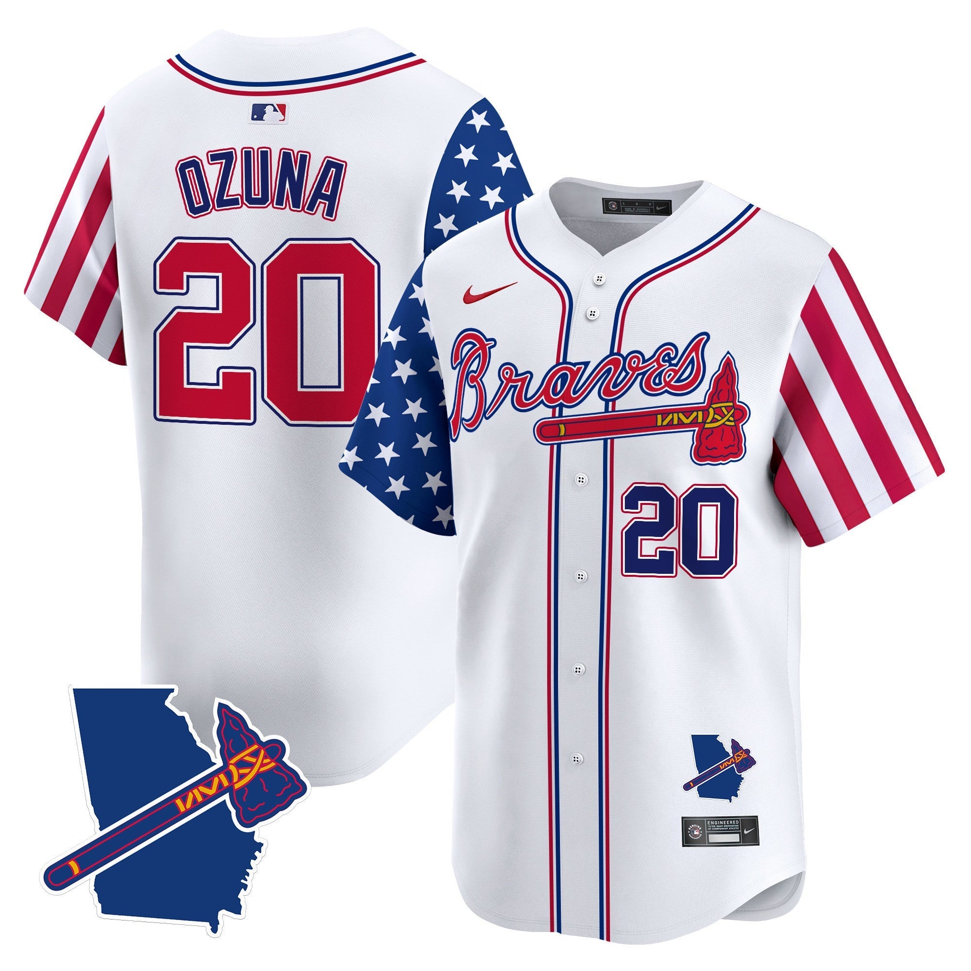 Men's Atlanta Braves 2024 Independence Day Vapor Premier Limited Jersey V2 - All Stitched