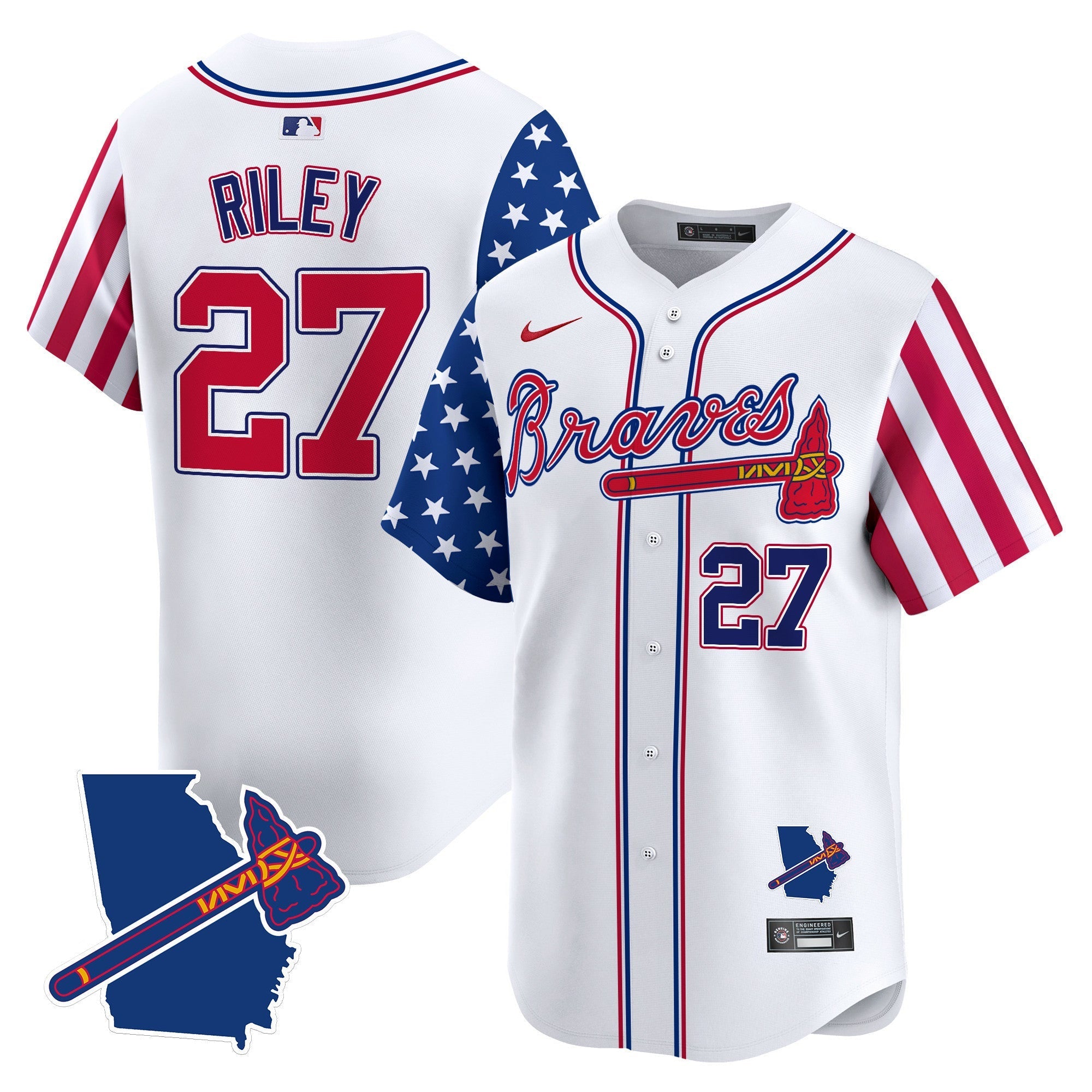 Men's Atlanta Braves 2024 Independence Day Vapor Premier Limited Jersey V2 - All Stitched