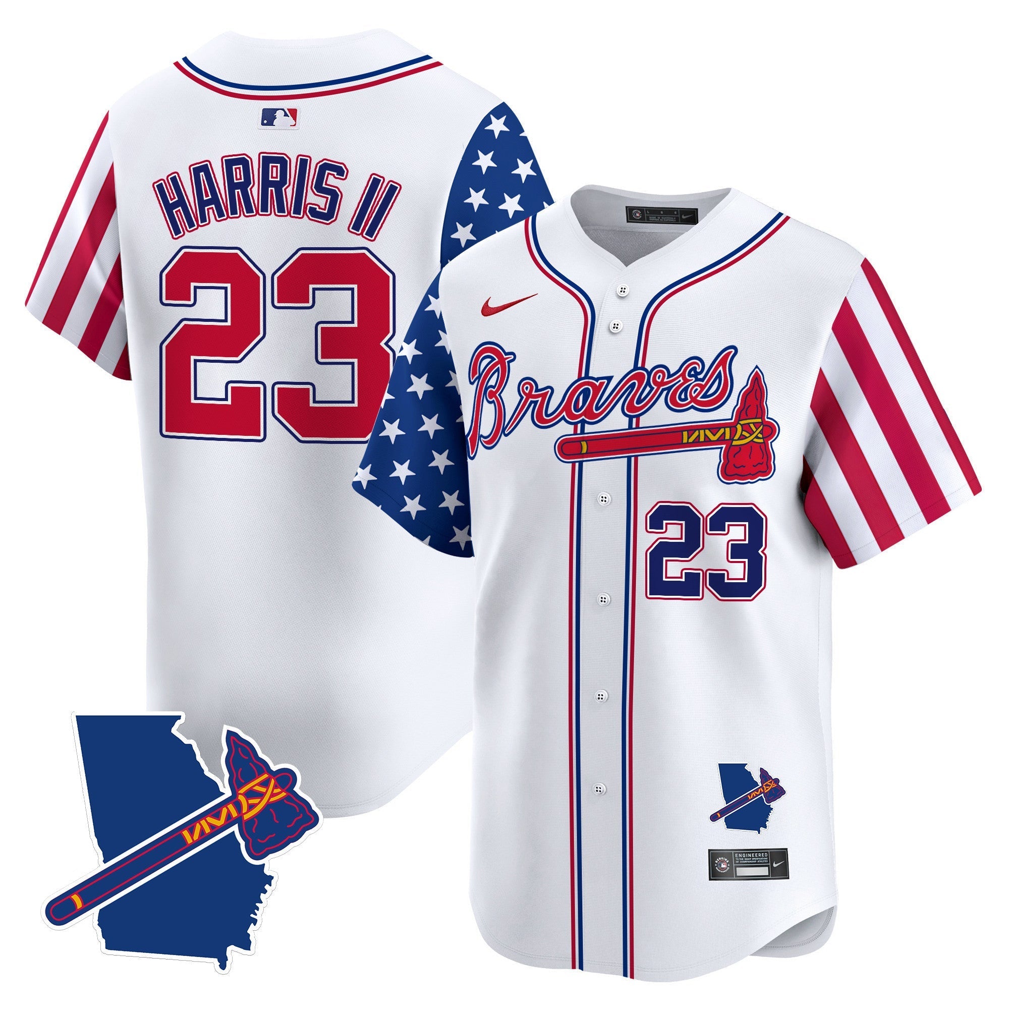 Men's Atlanta Braves 2024 Independence Day Vapor Premier Limited Jersey V2 - All Stitched