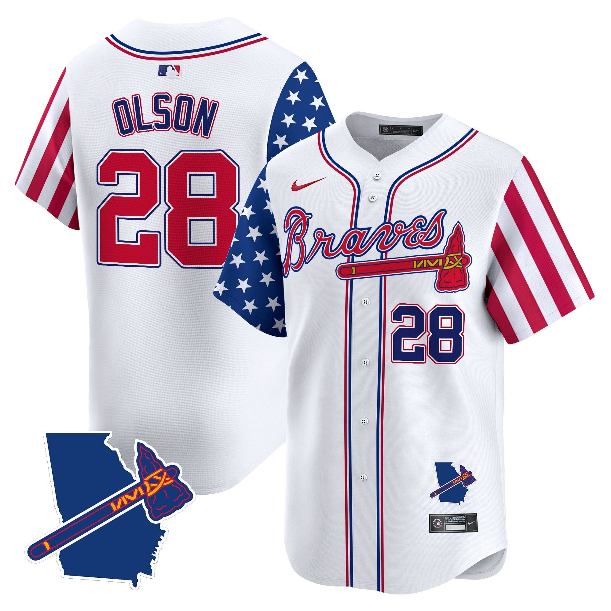 Men's Atlanta Braves 2024 Independence Day Vapor Premier Limited Jersey V2 - All Stitched